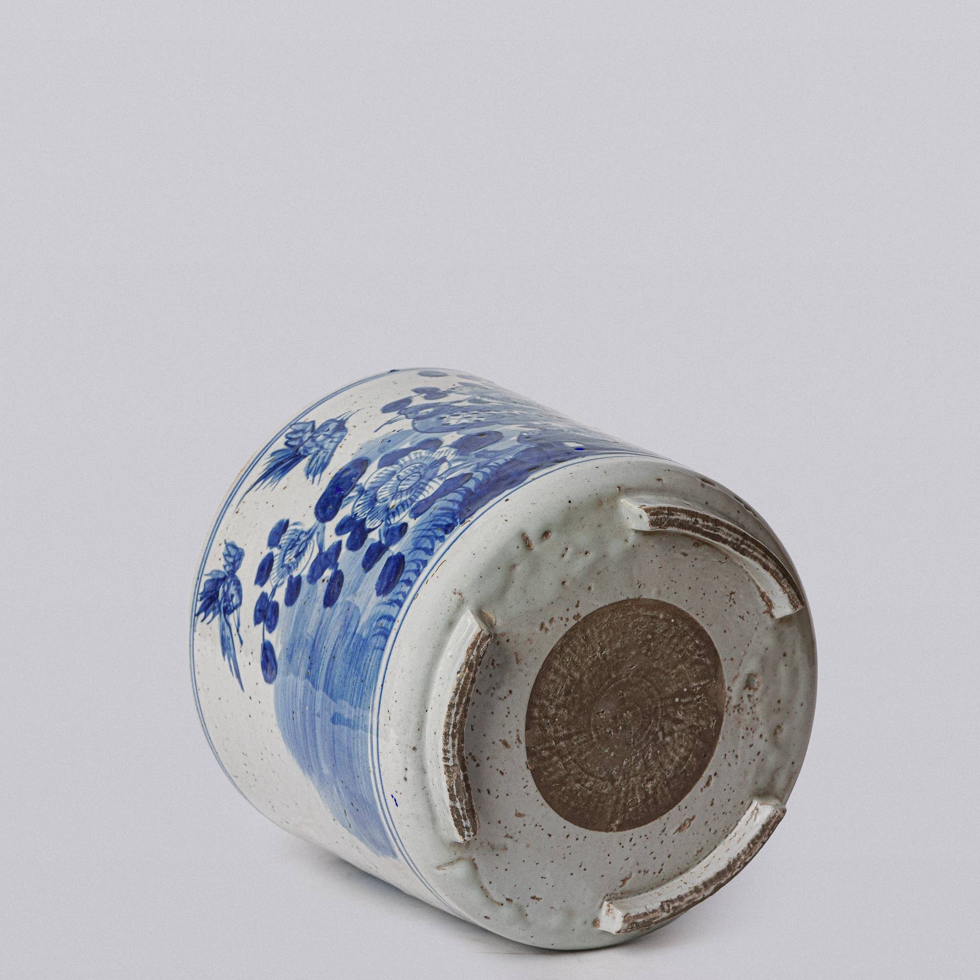 Blue and White Porcelain Bird and Flower Footed Cachepot - Image 4