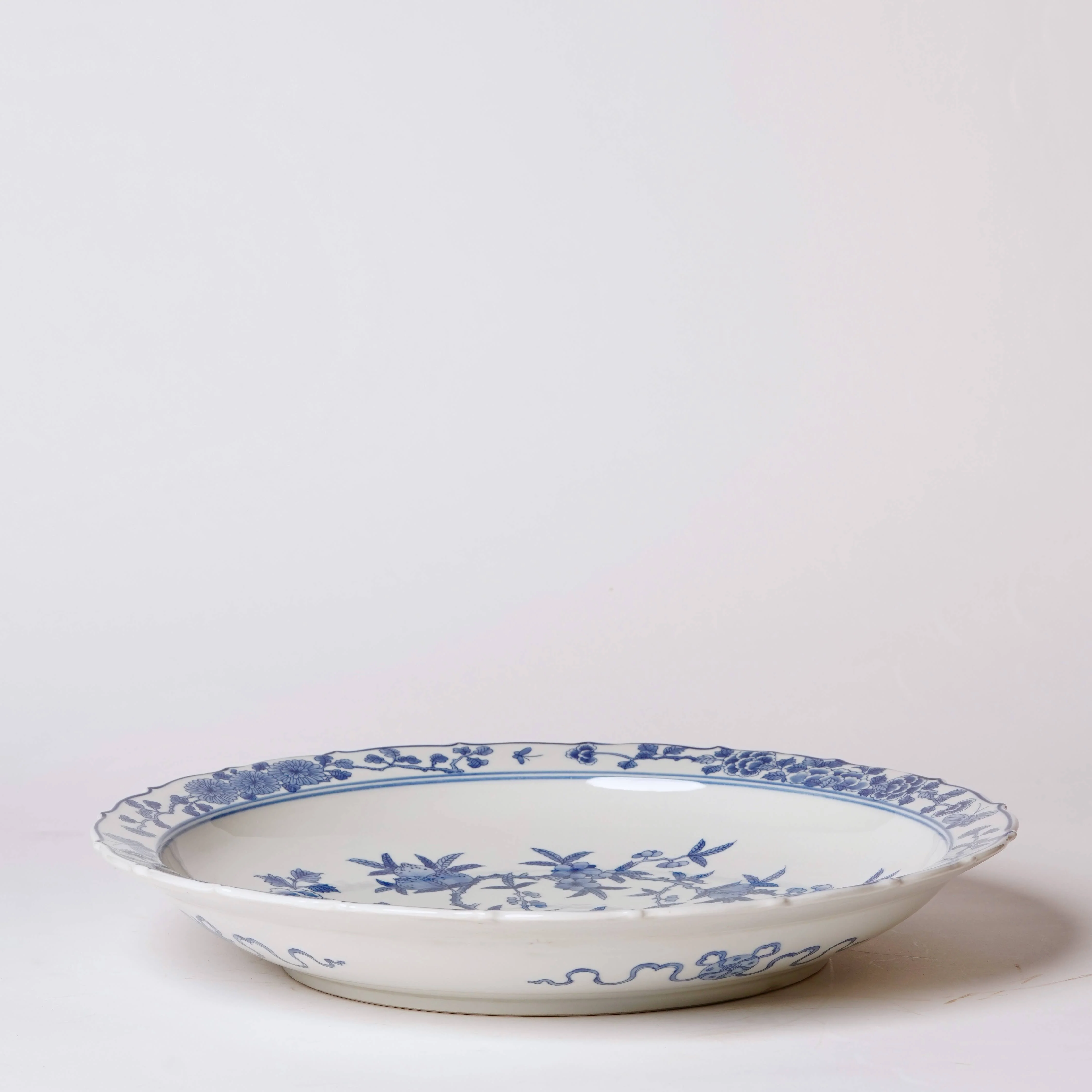 Blue and White Porcelain Bird and Flower Platter - Image 2