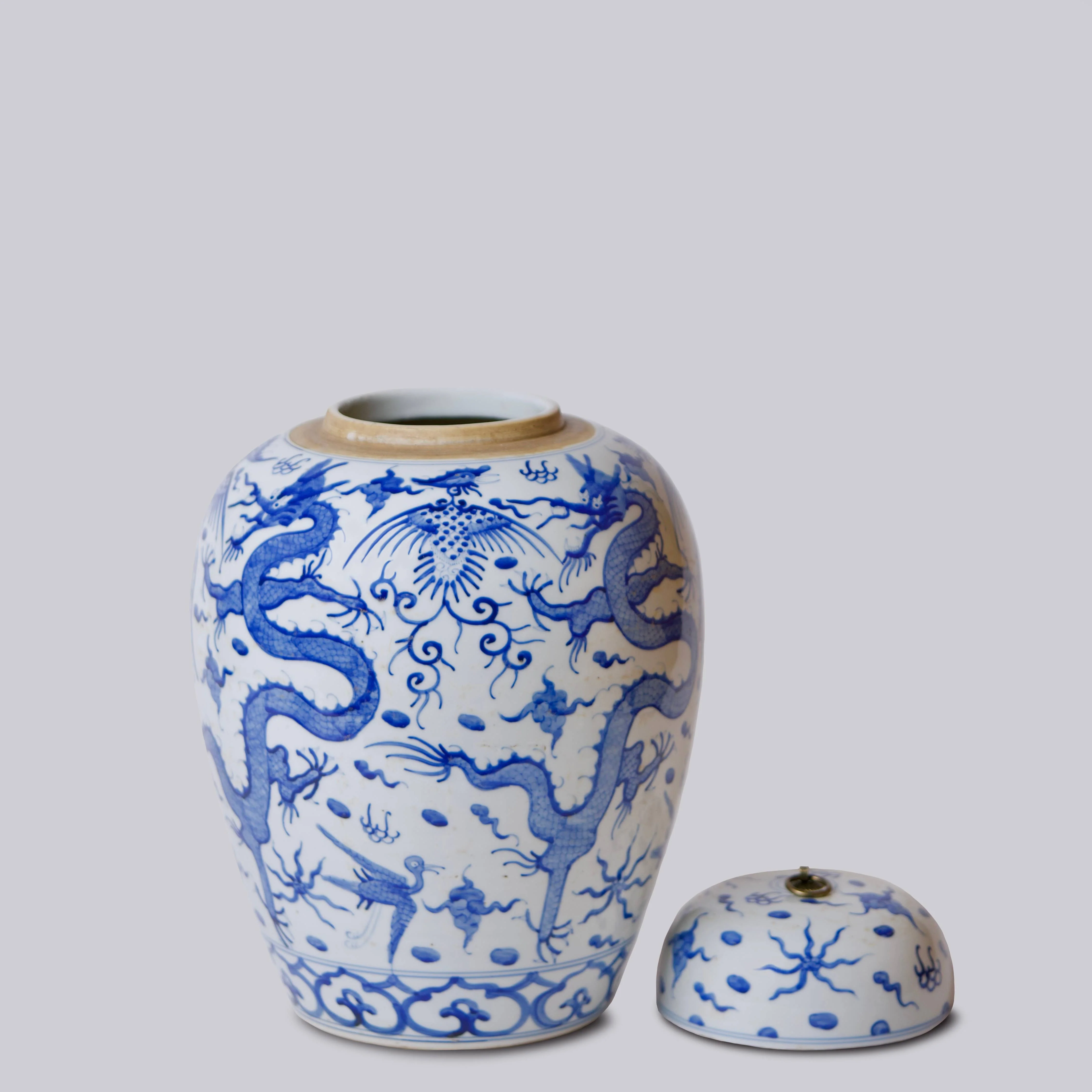 Blue and White Porcelain Dragon Lidded Jar - Image 4