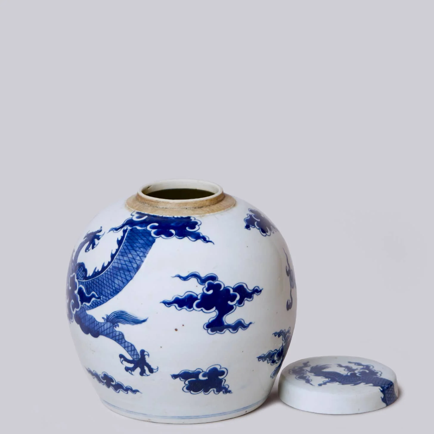 Blue and White Porcelain Dragon Lidded Round Storage Jar - Image 3
