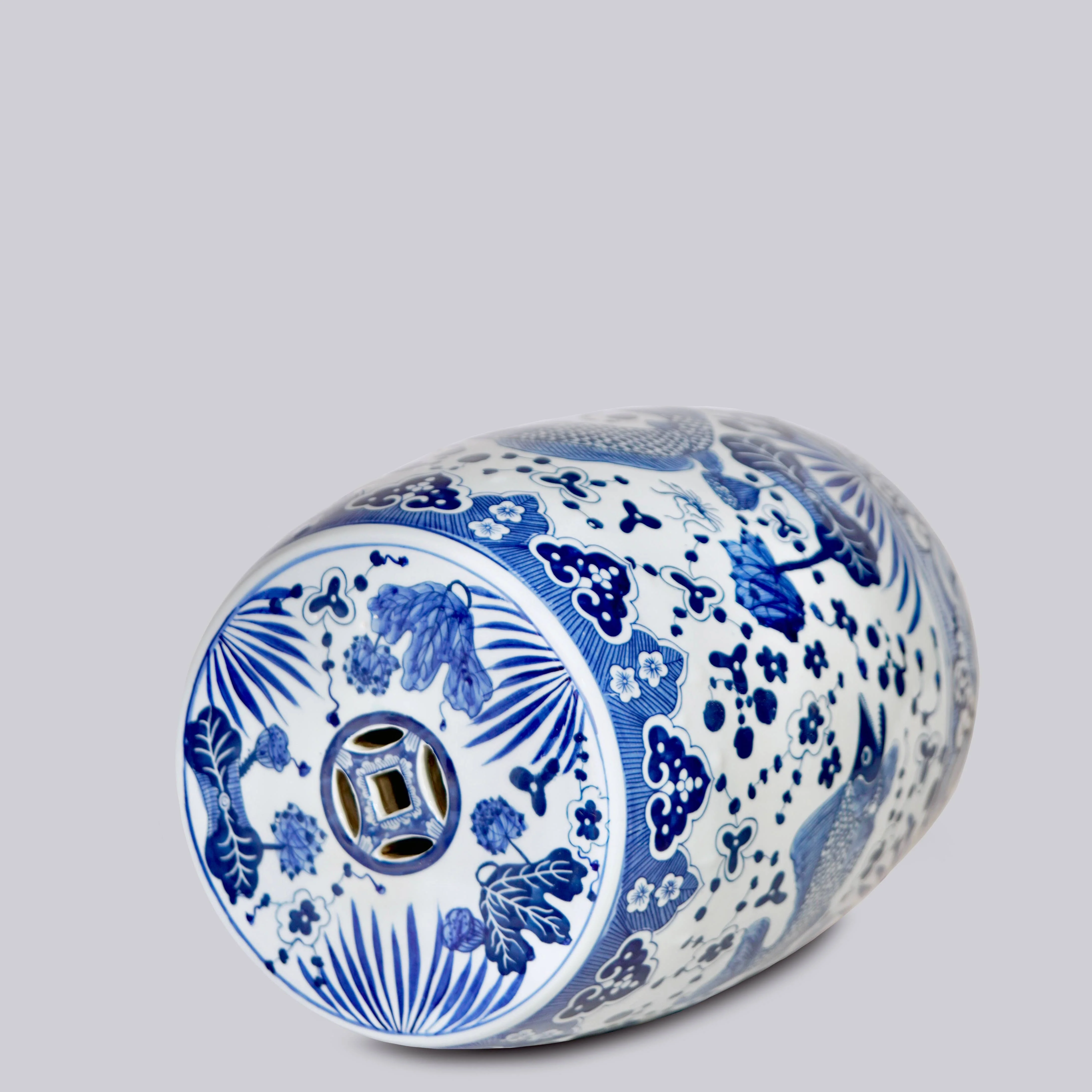 Blue and White Porcelain Fish and Lotus Garden Seat - Image 5
