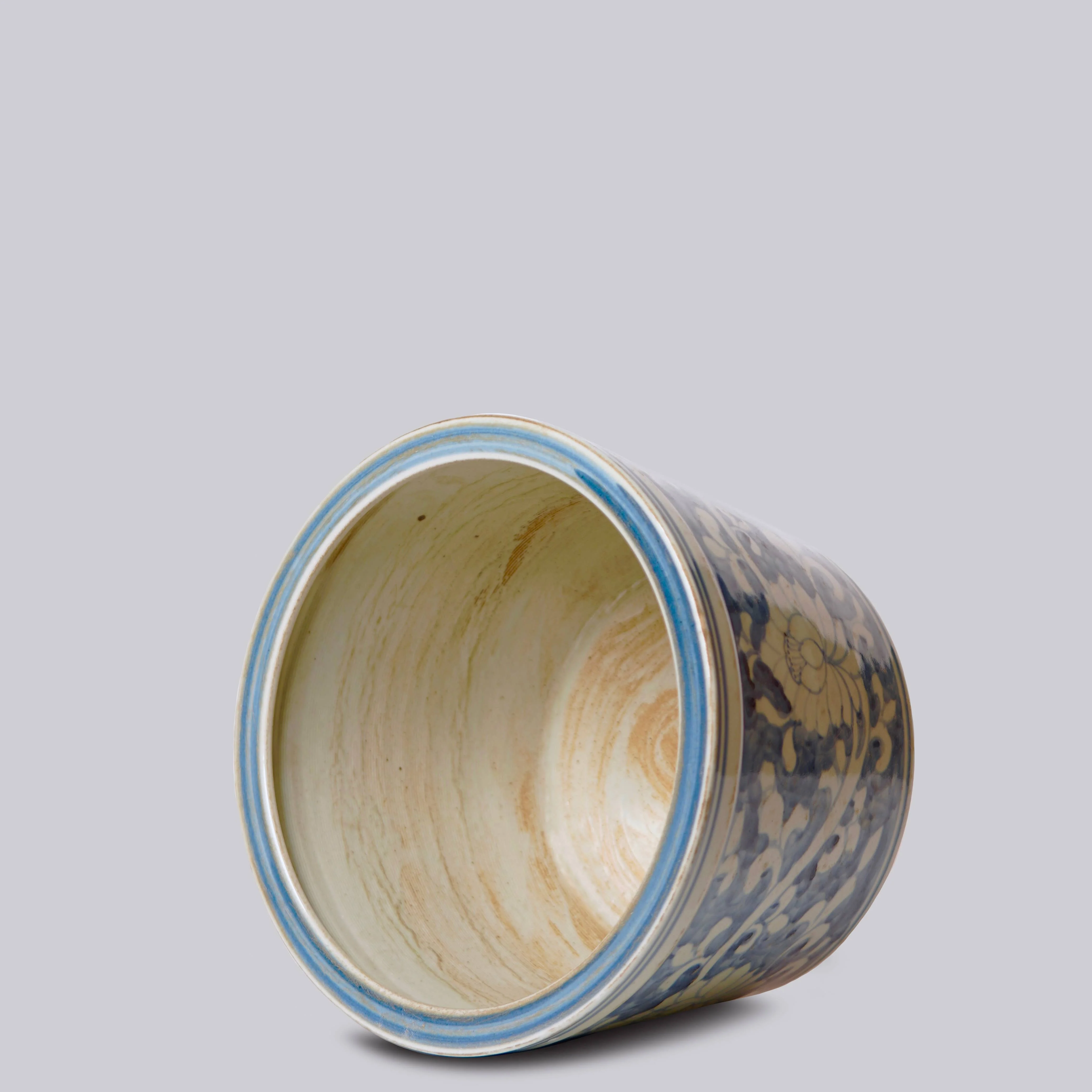 Blue and White Porcelain Floral Planter - Image 2