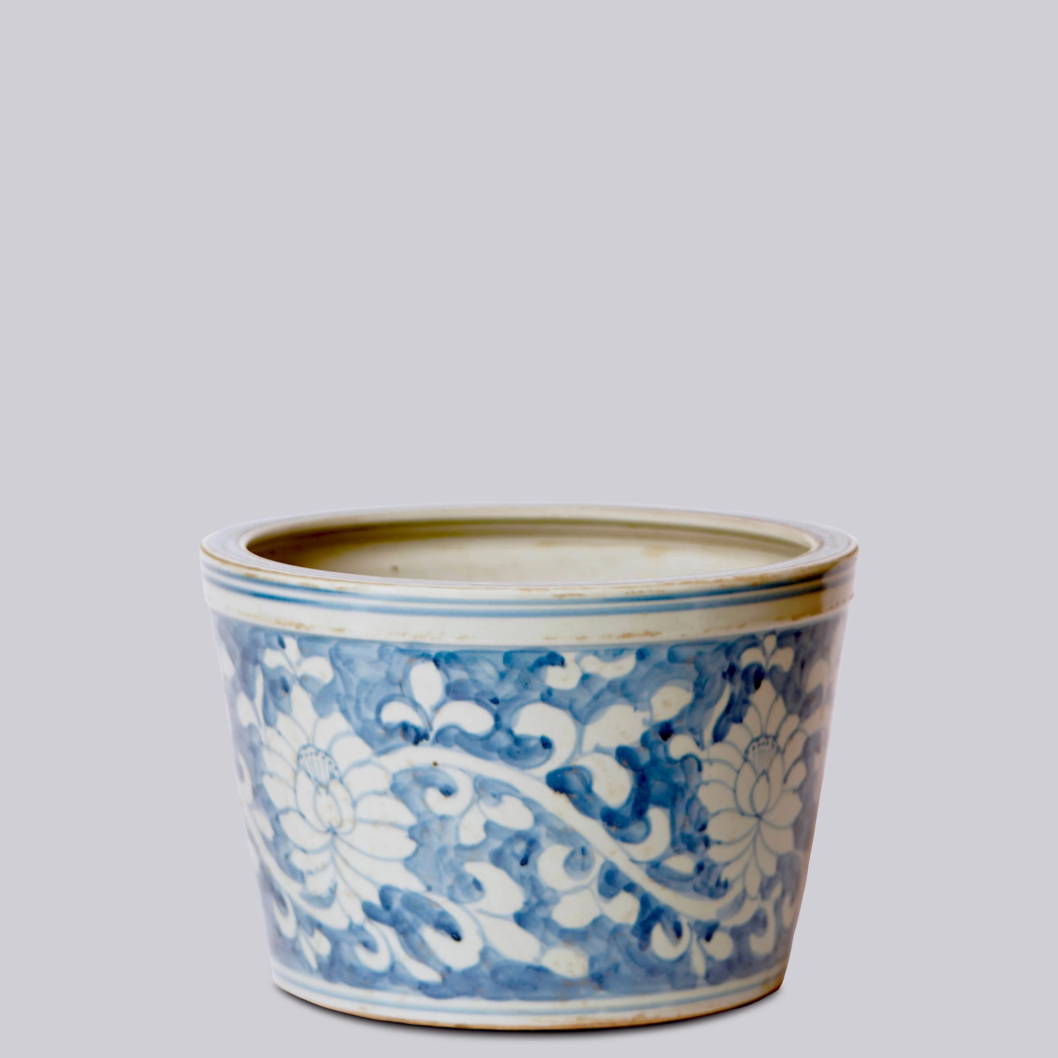 Blue and White Porcelain Floral Planter - Image 3