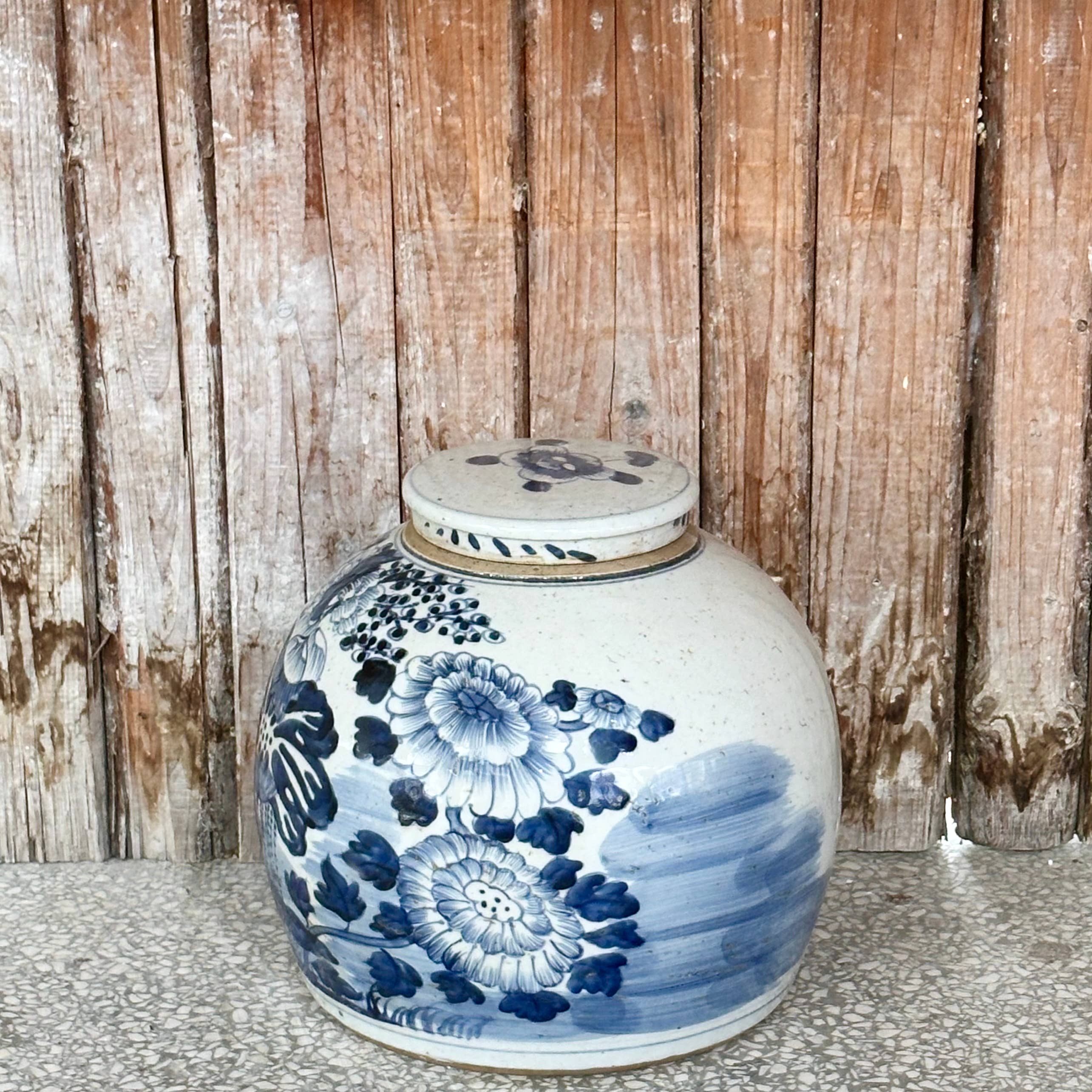 Blue and White Porcelain Four Seasons Med. Round Storage Jar - Image 2