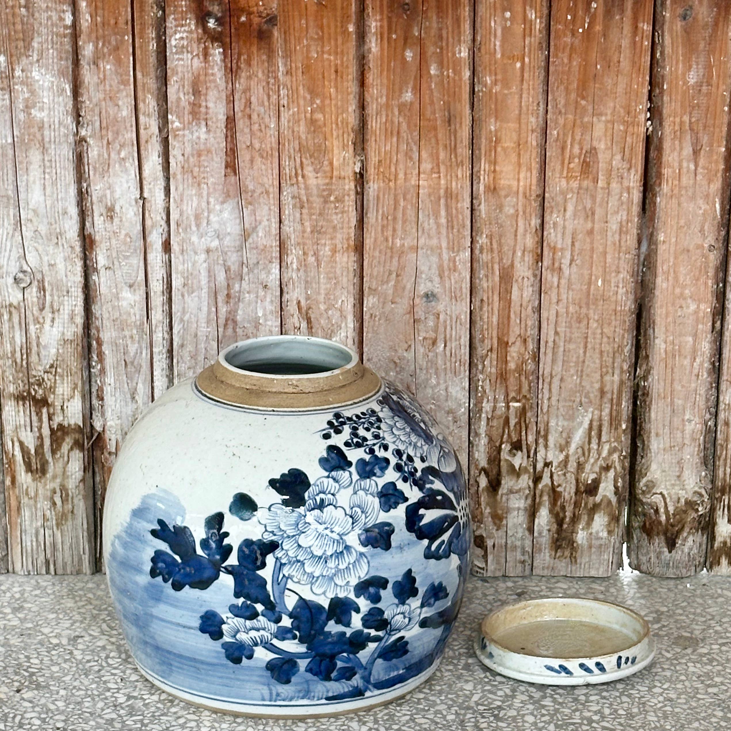 Blue and White Porcelain Four Seasons Med. Round Storage Jar - Image 3
