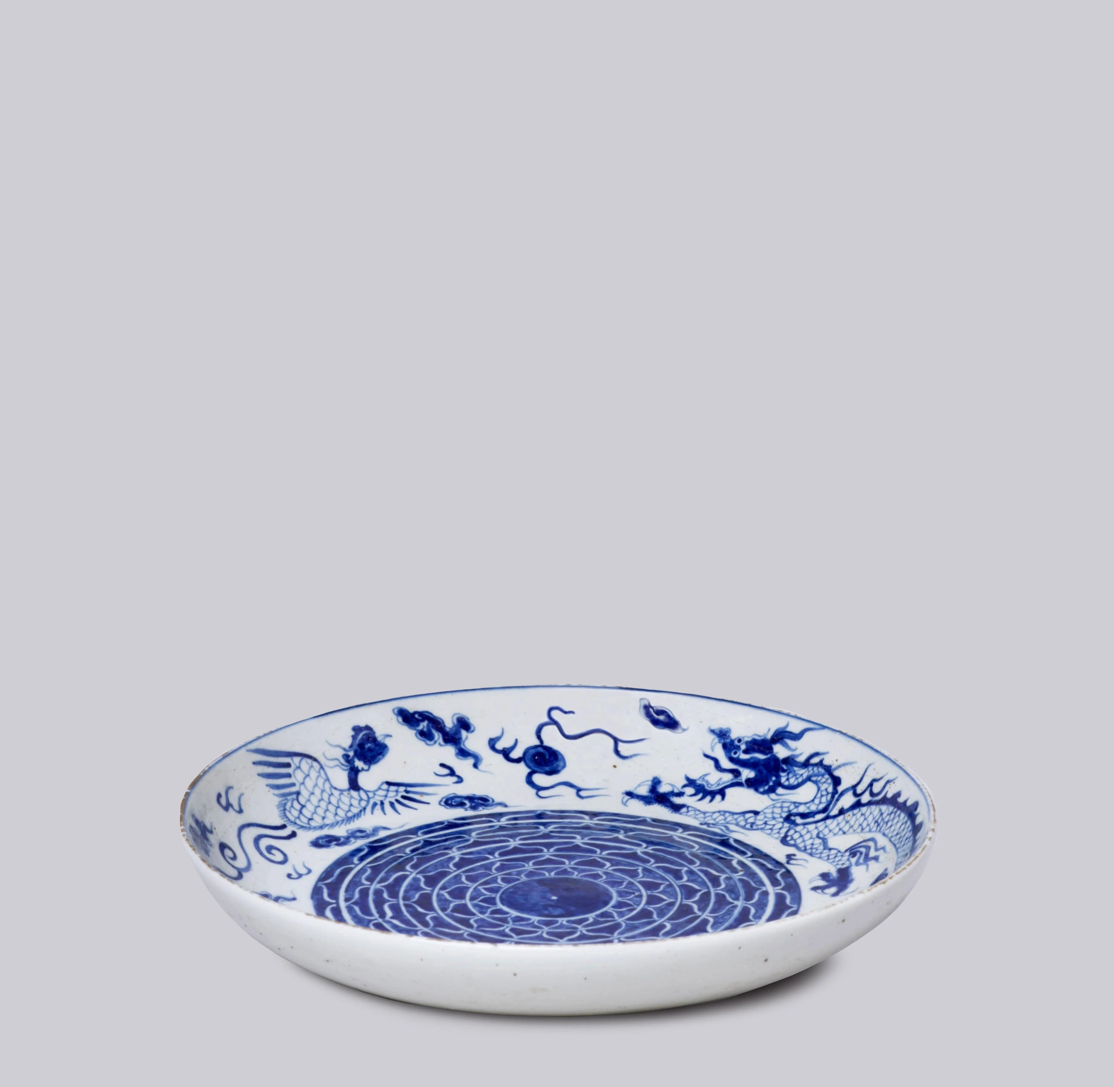 Blue and White Porcelain Phoenix and Dragon Platter - Image 2