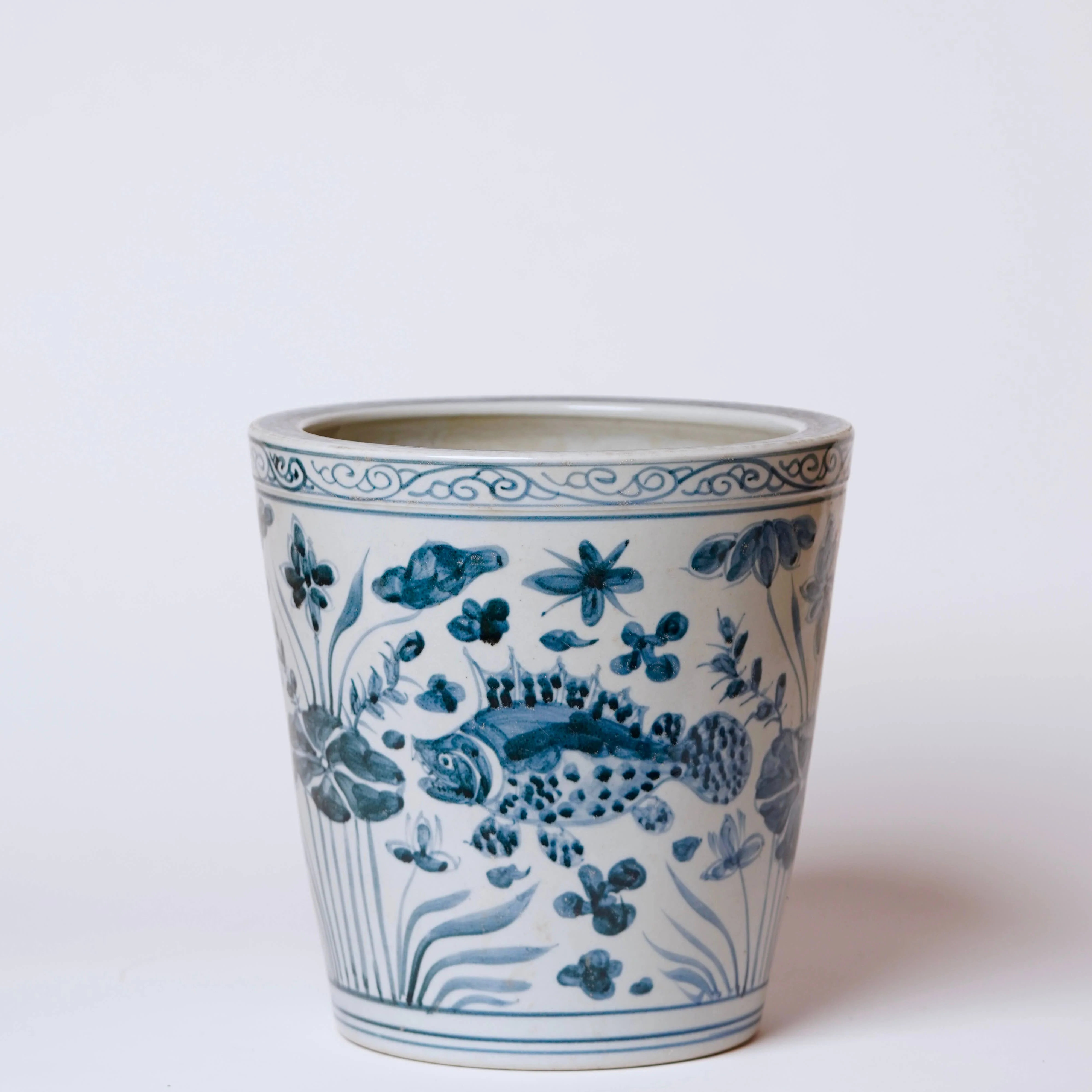 Blue and White Porcelain River Fish Planter - Image 2