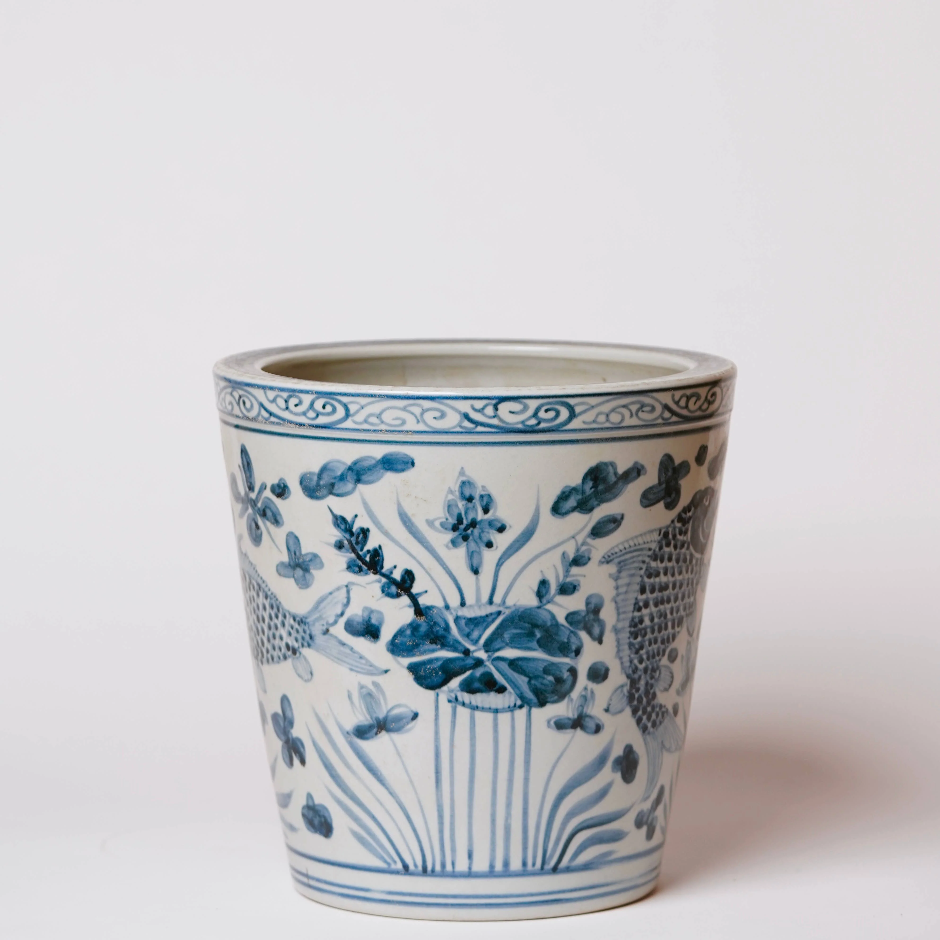 Blue and White Porcelain River Fish Planter - Image 3
