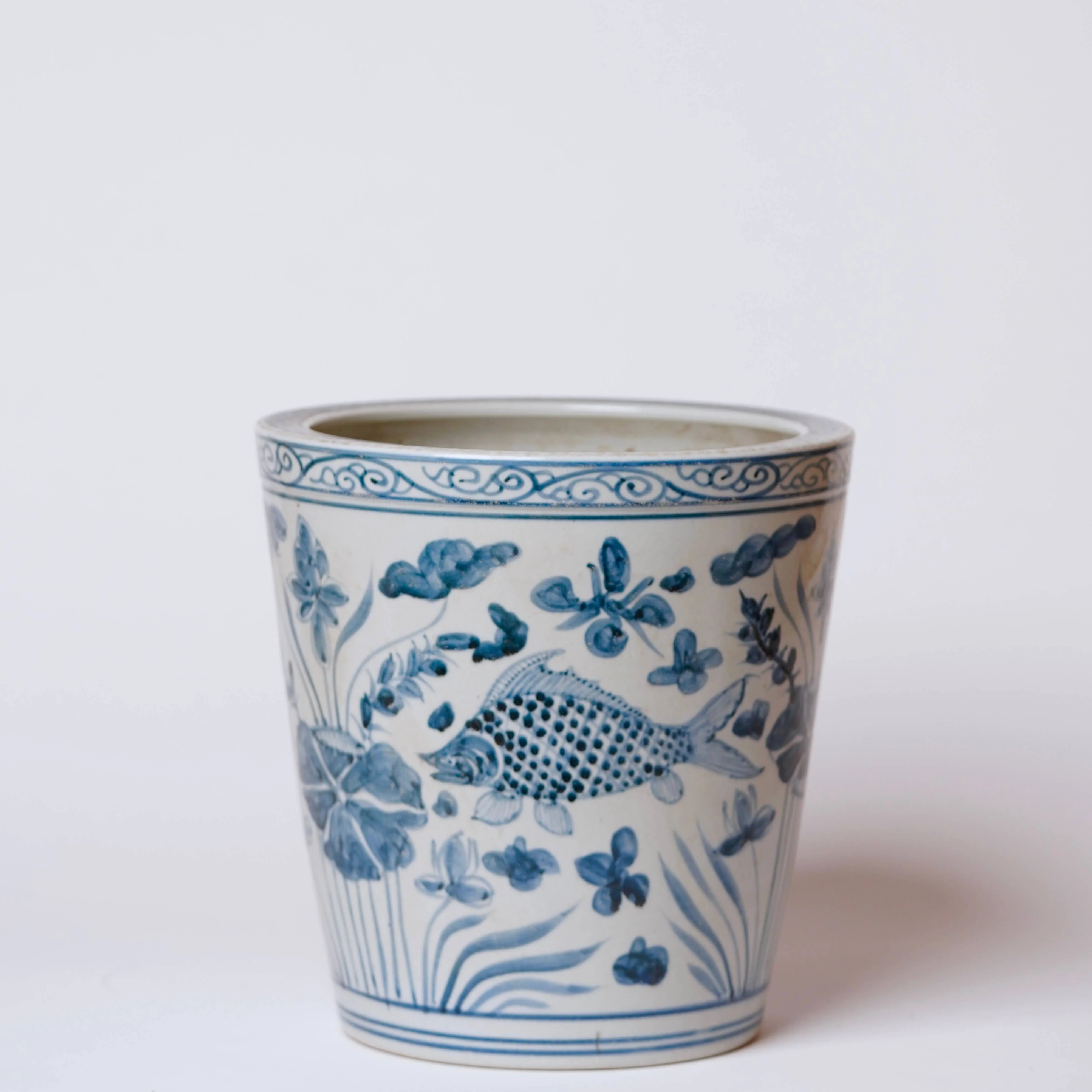 Blue and White Porcelain River Fish Planter - Image 4