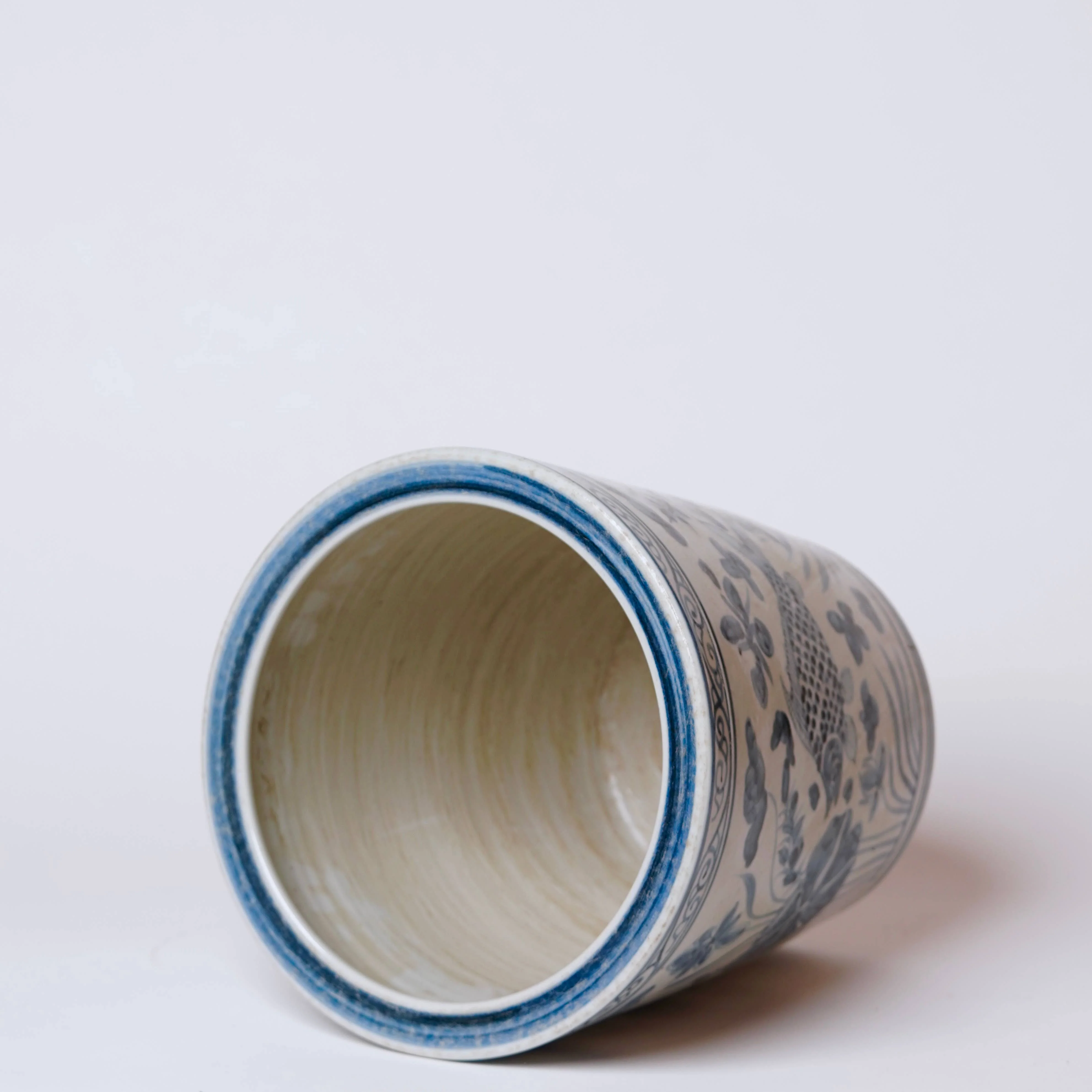 Blue and White Porcelain River Fish Planter - Image 5