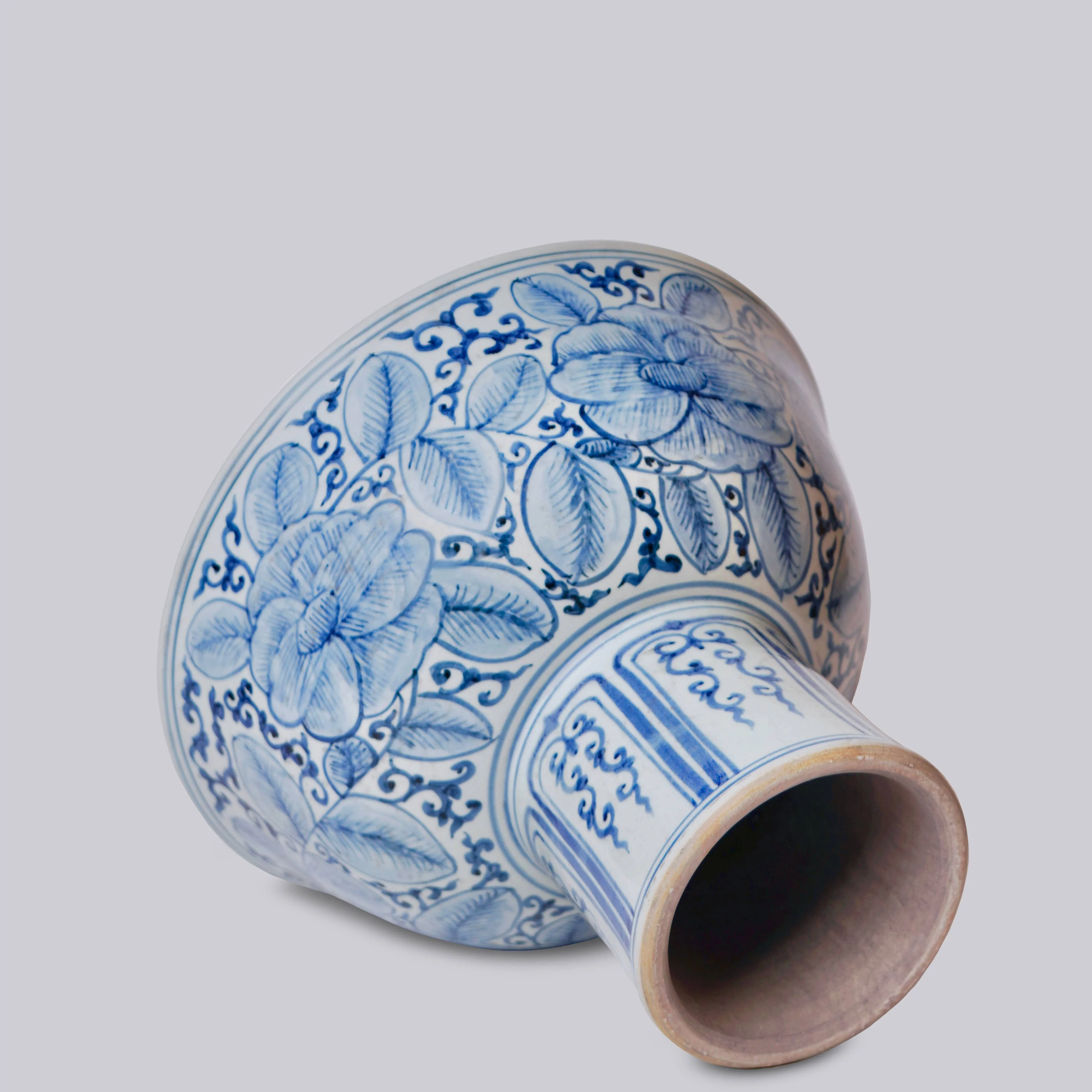 Blue and White Porcelain Rose Large Footed Bowl - Image 4
