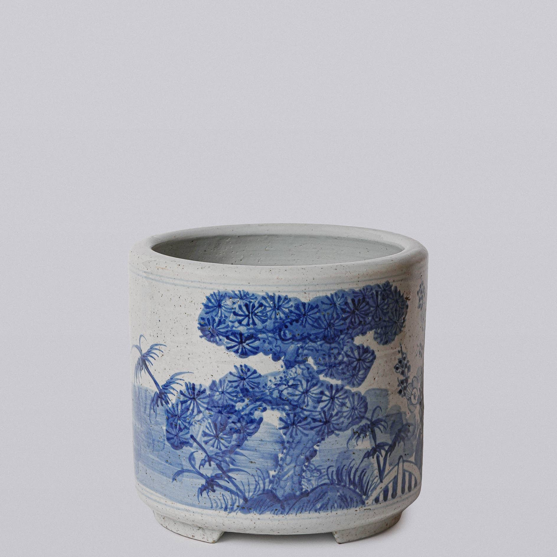 Blue and White Porcelain Three Friends Footed Cachepot - Image 2