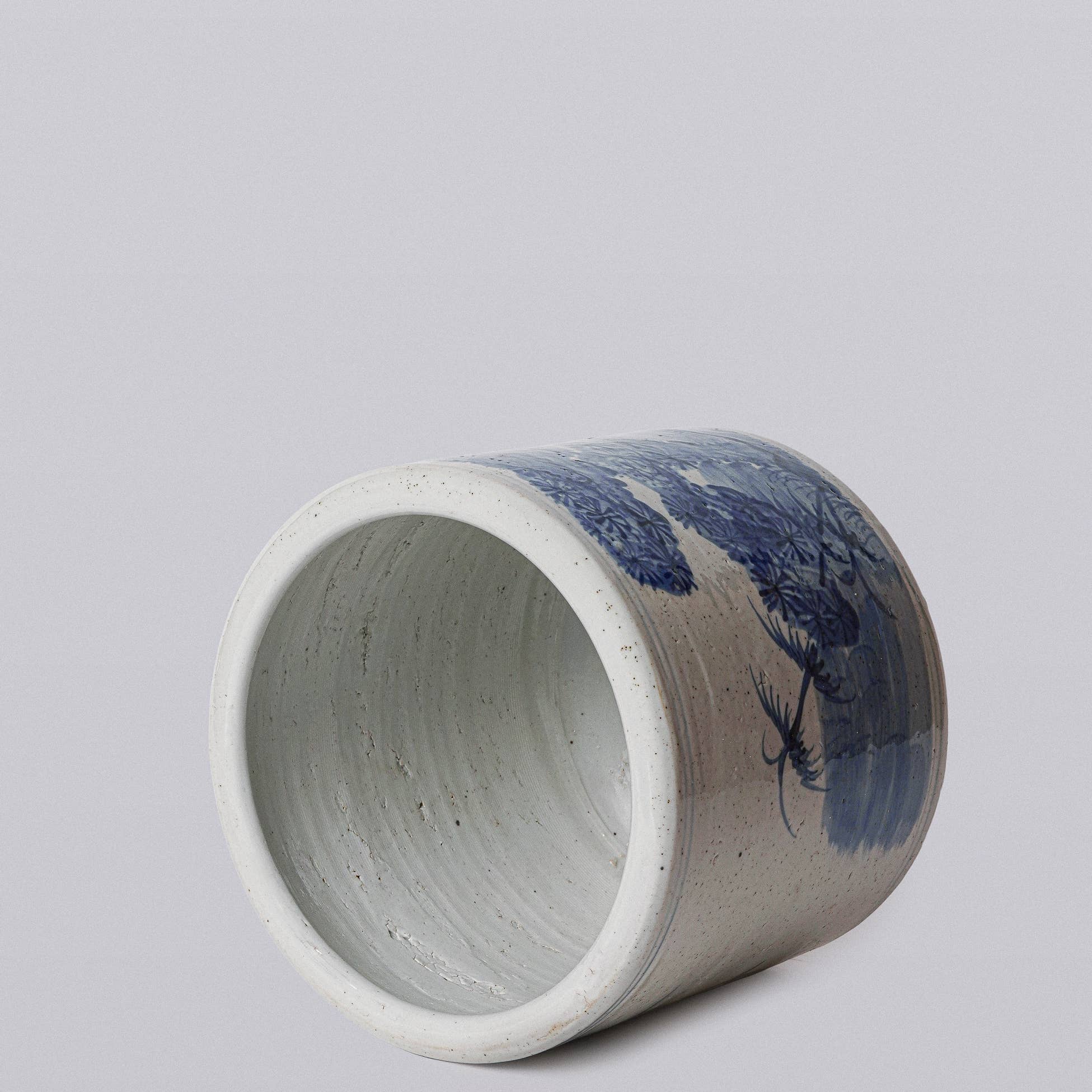 Blue and White Porcelain Three Friends Footed Cachepot - Image 3