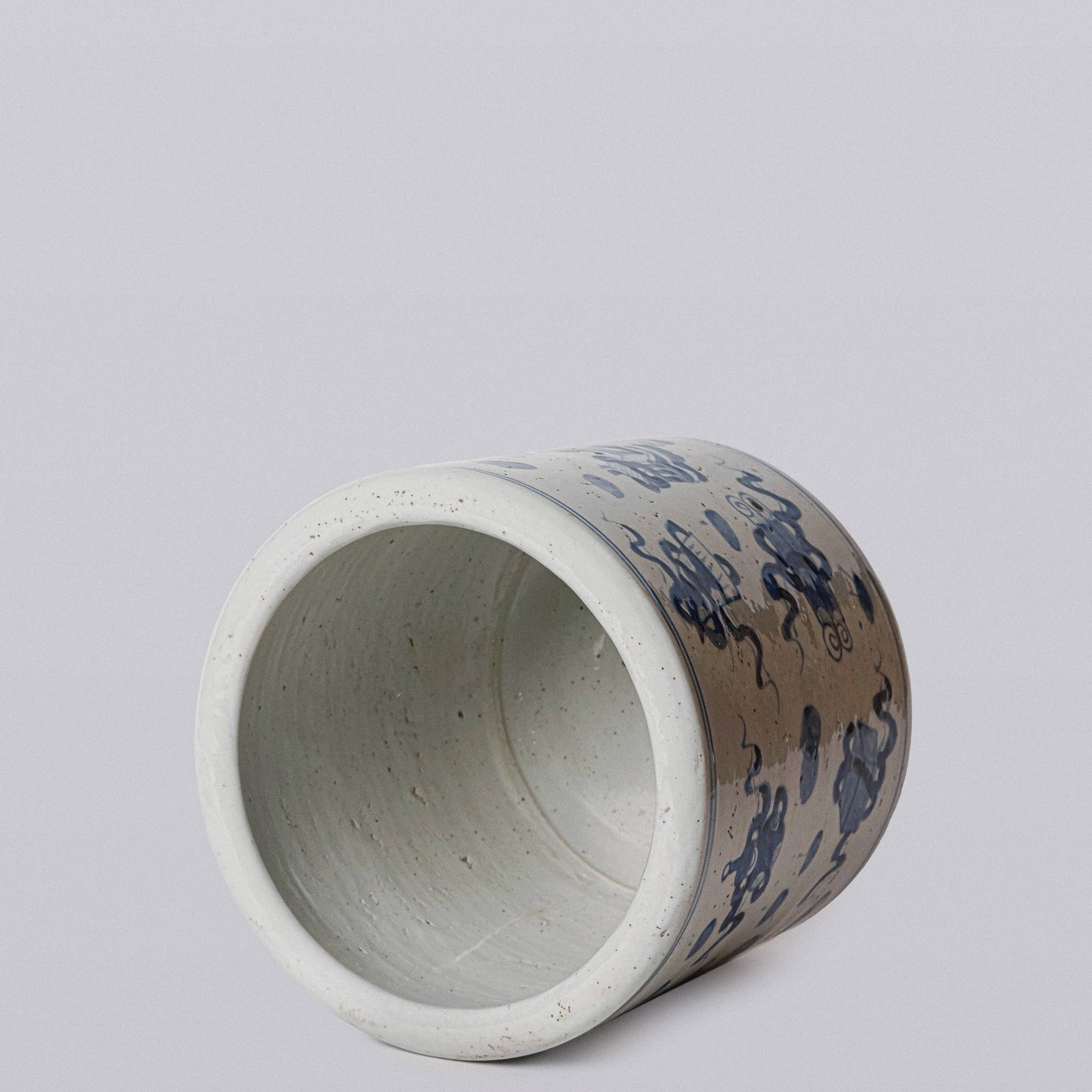 Blue and White Porcelain Treasures Footed Cachepot - Image 2