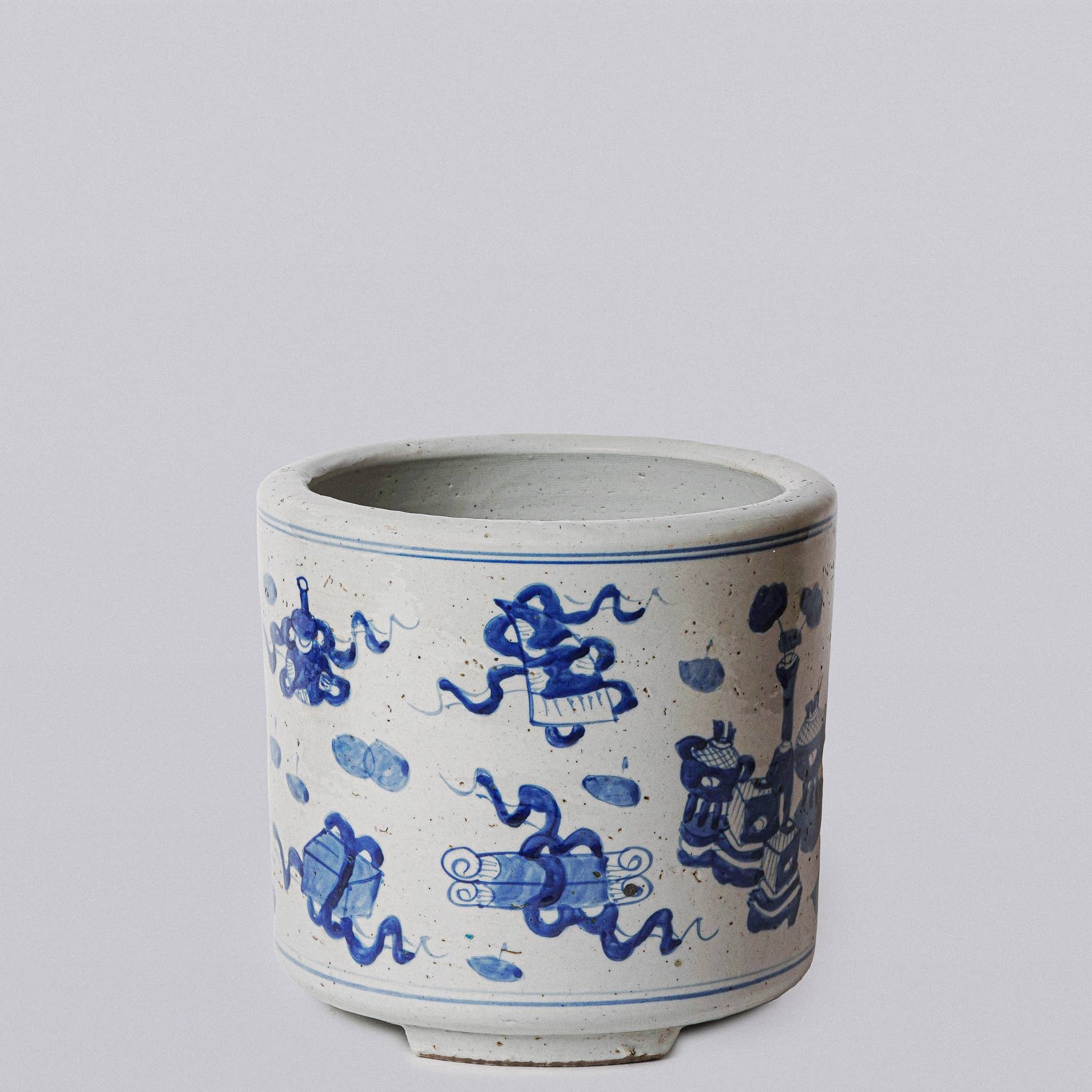 Blue and White Porcelain Treasures Footed Cachepot - Image 3