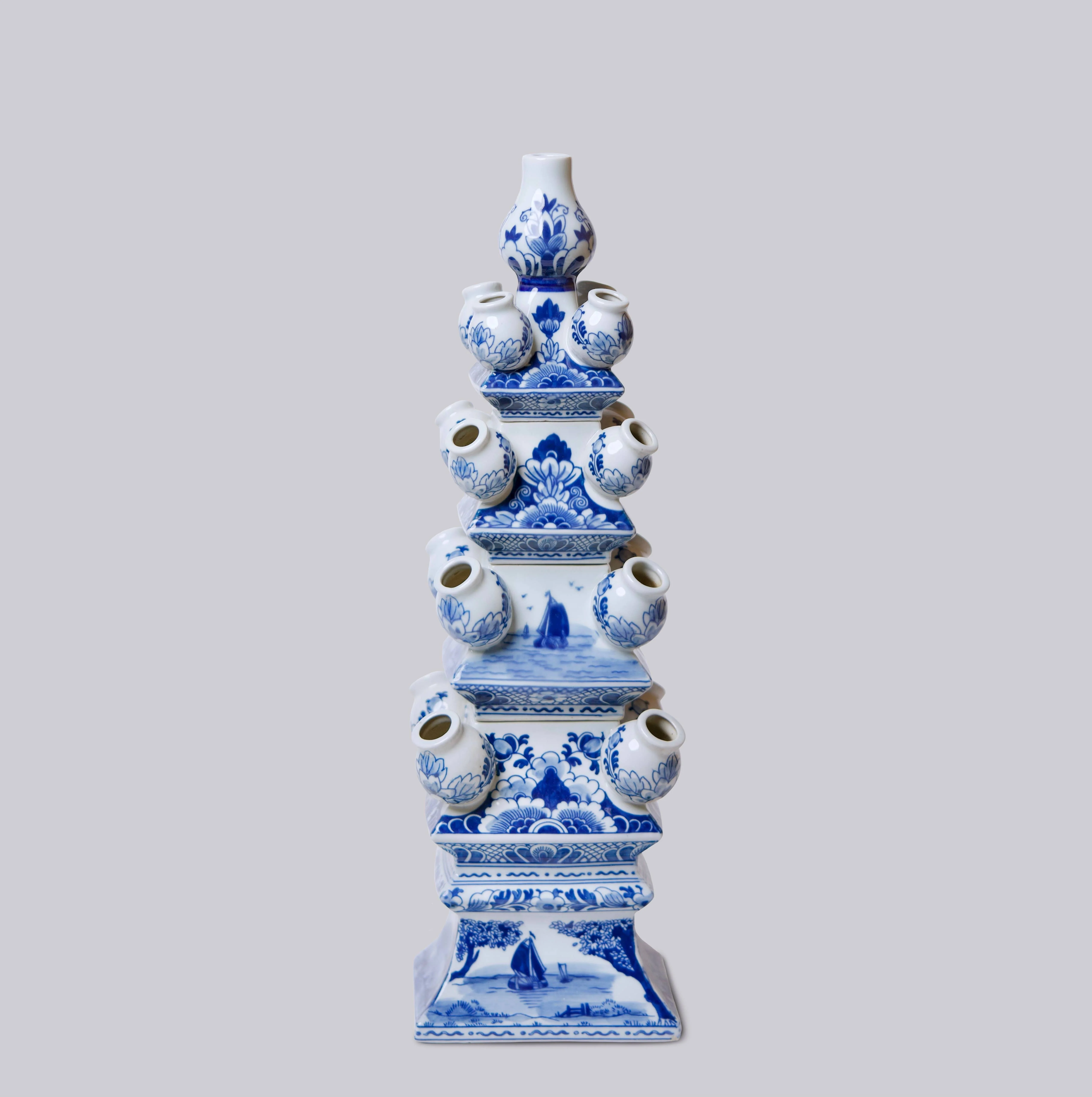 Blue and White Short Porcelain Tulipiere - Image 2