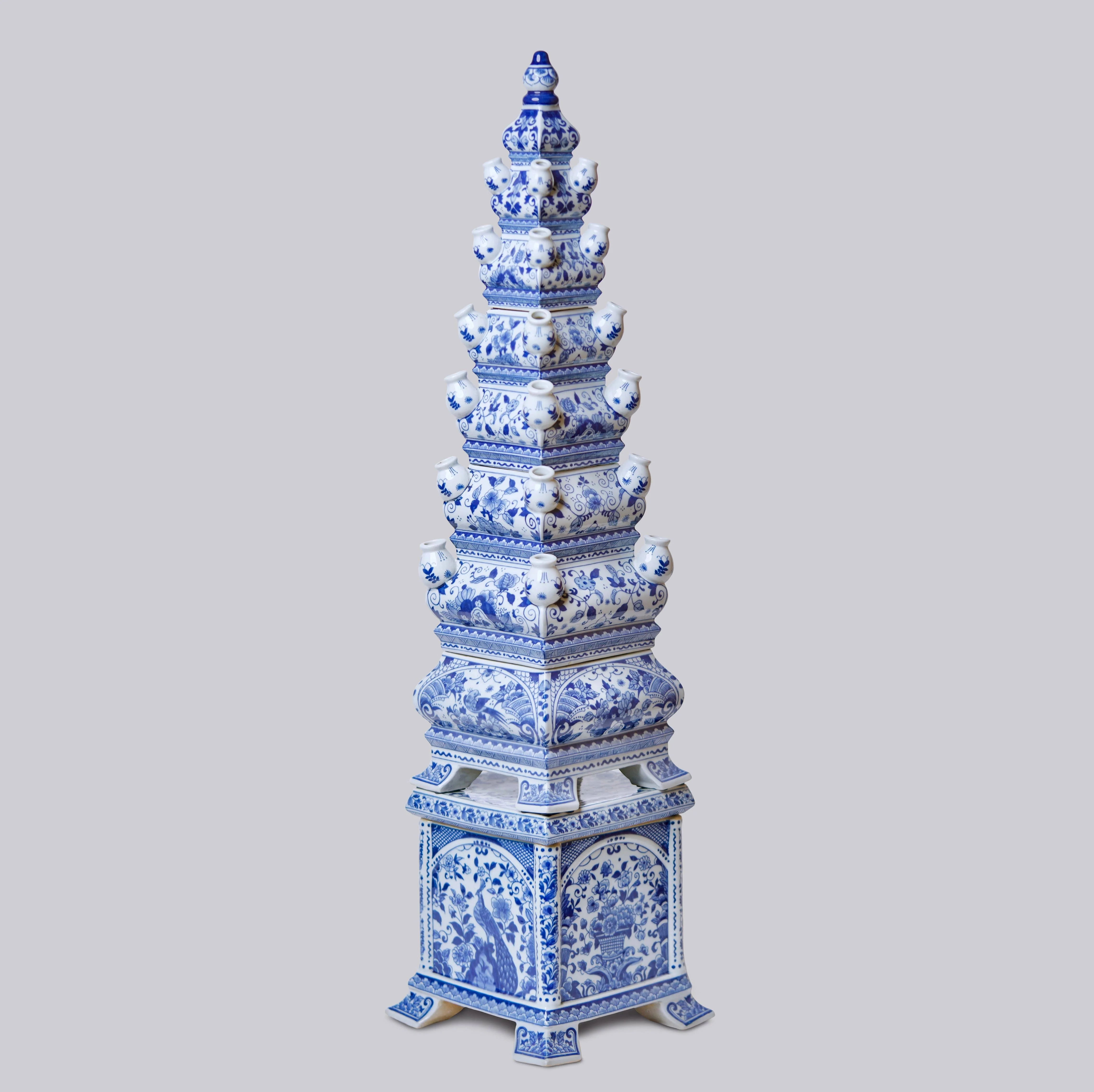 Blue and White Tall Porcelain Tulipiere - Image 3