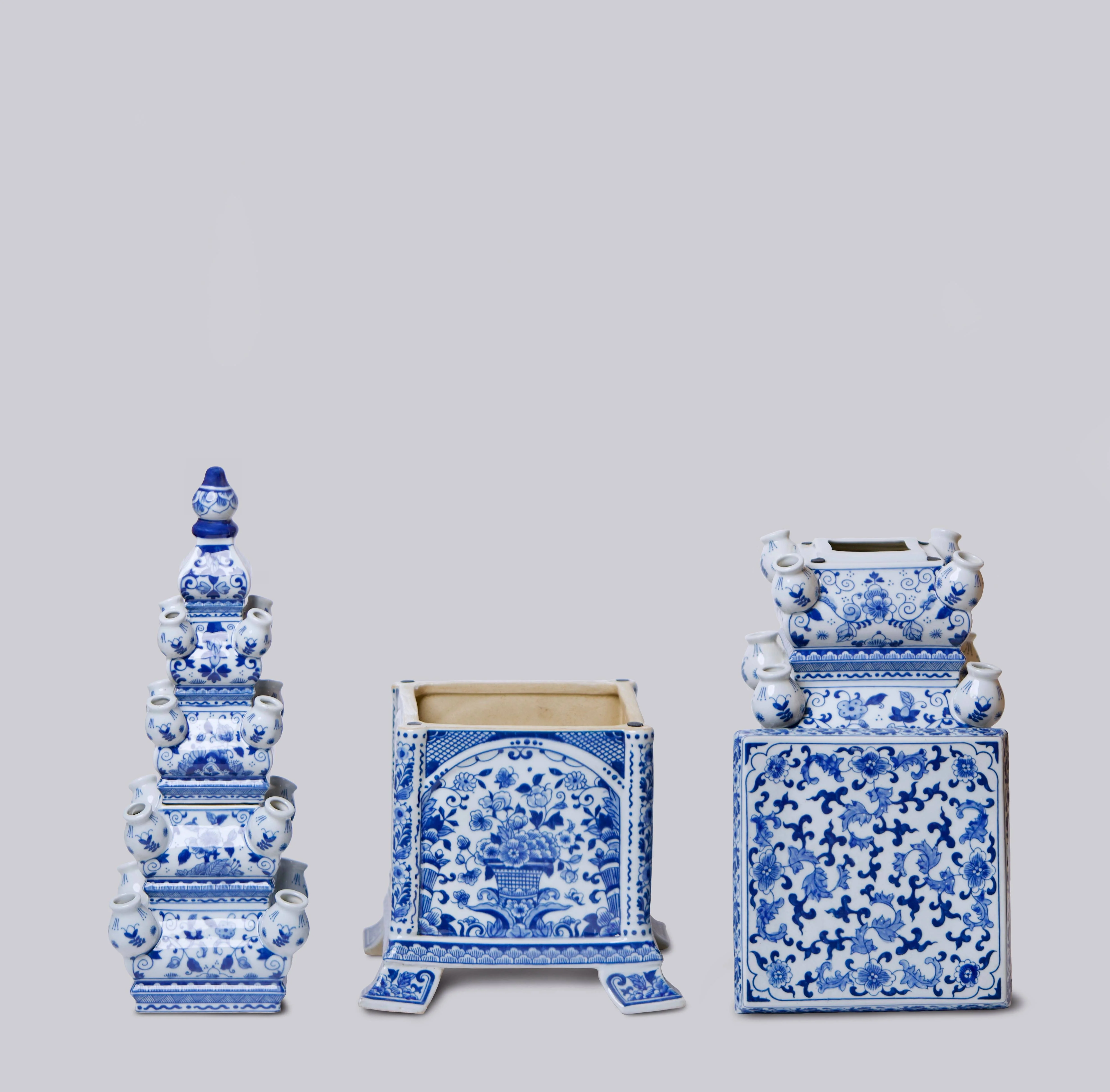 Blue and White Tall Porcelain Tulipiere - Image 4