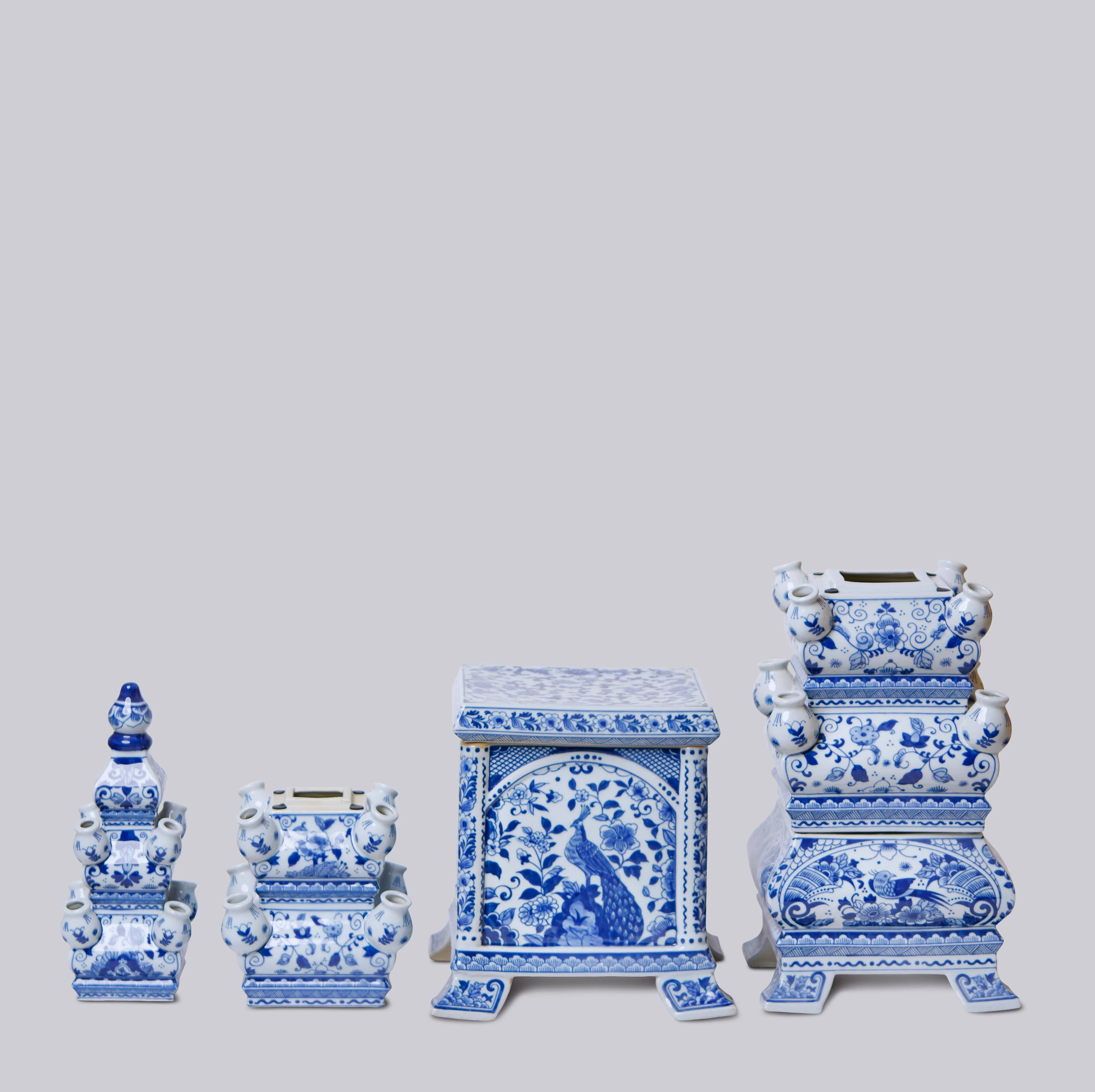 Blue and White Tall Porcelain Tulipiere - Image 5