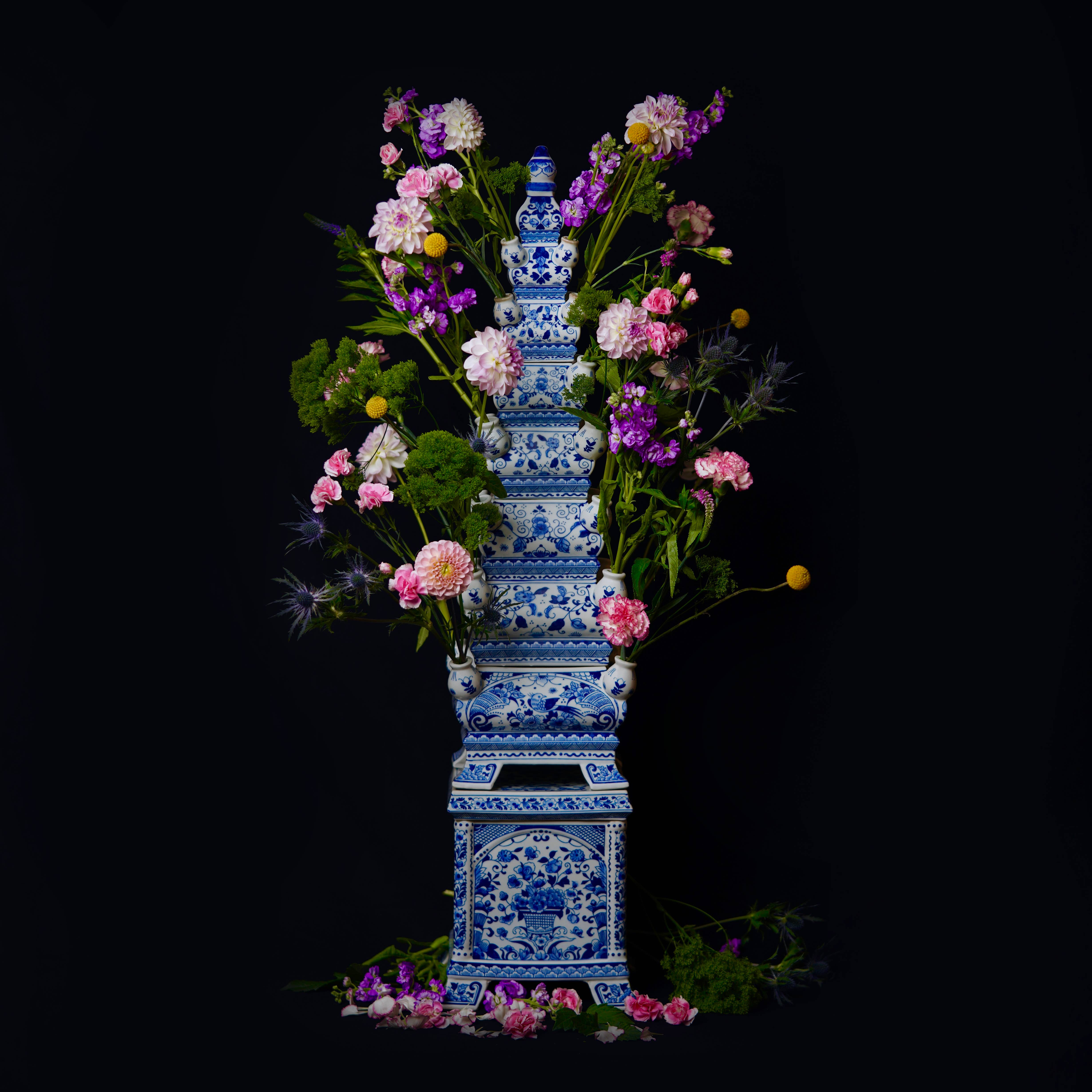 Blue and White Tall Porcelain Tulipiere - Image 7