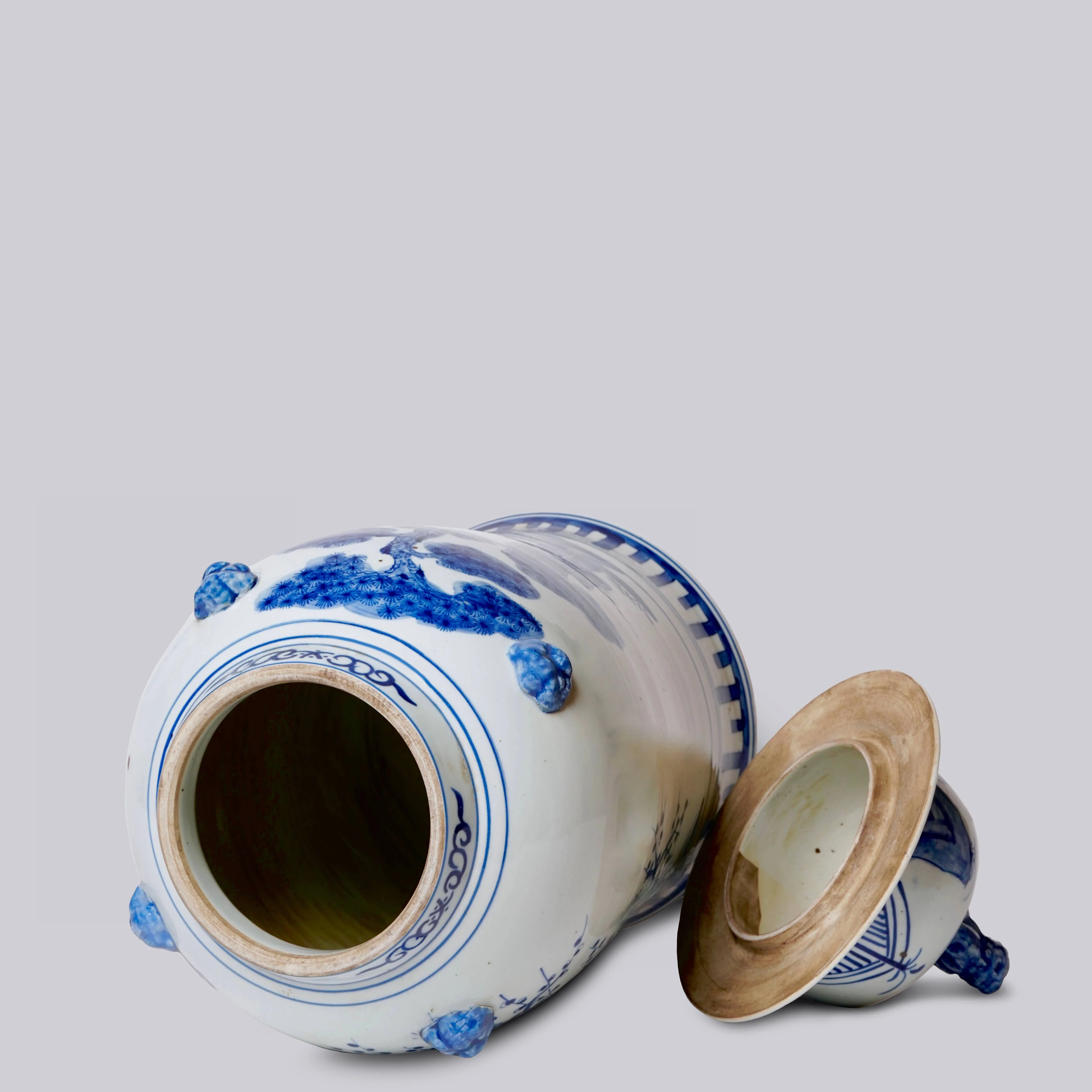 Blue and White Three Friends Porcelain Temple Jar - Image 2