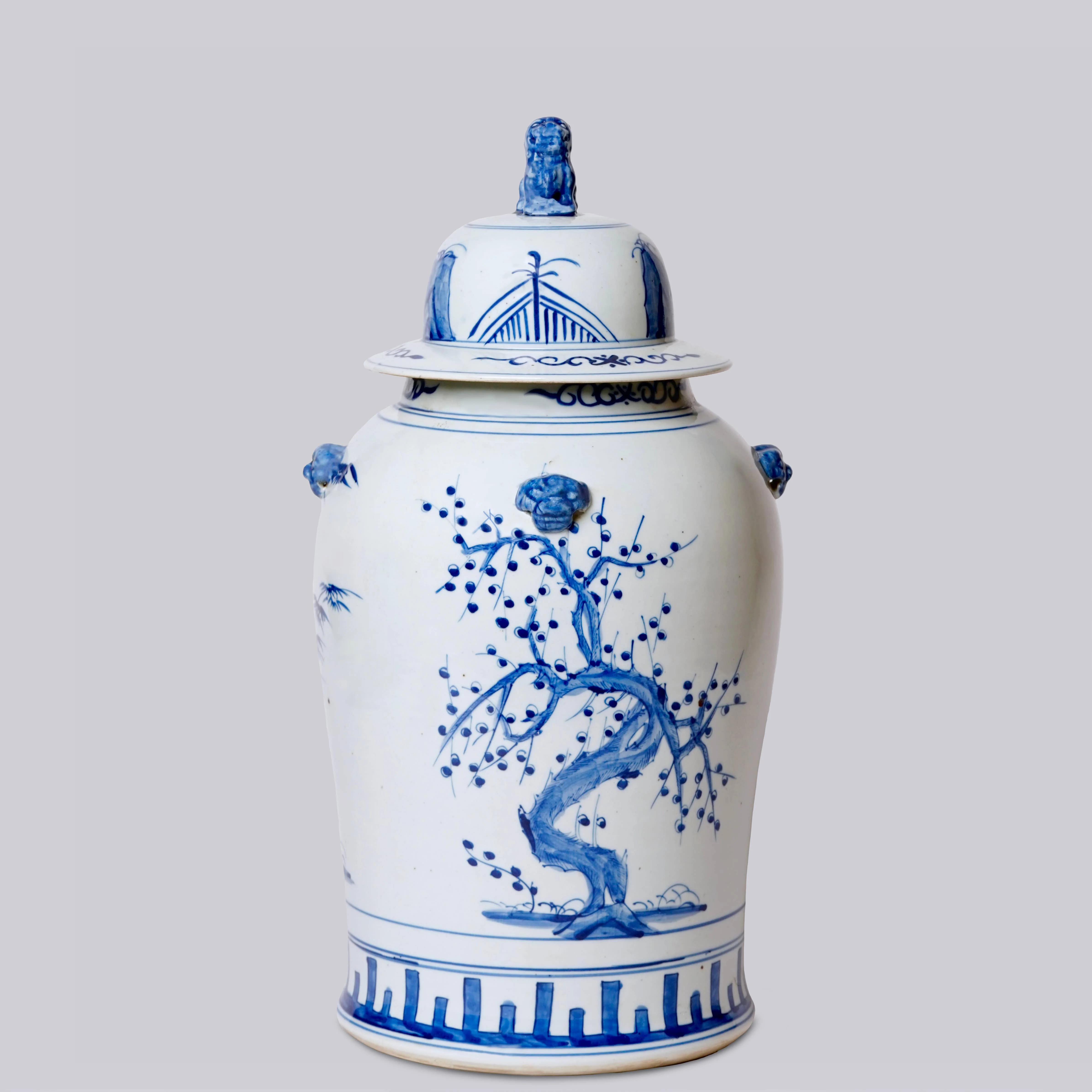 Blue and White Three Friends Porcelain Temple Jar - Image 3