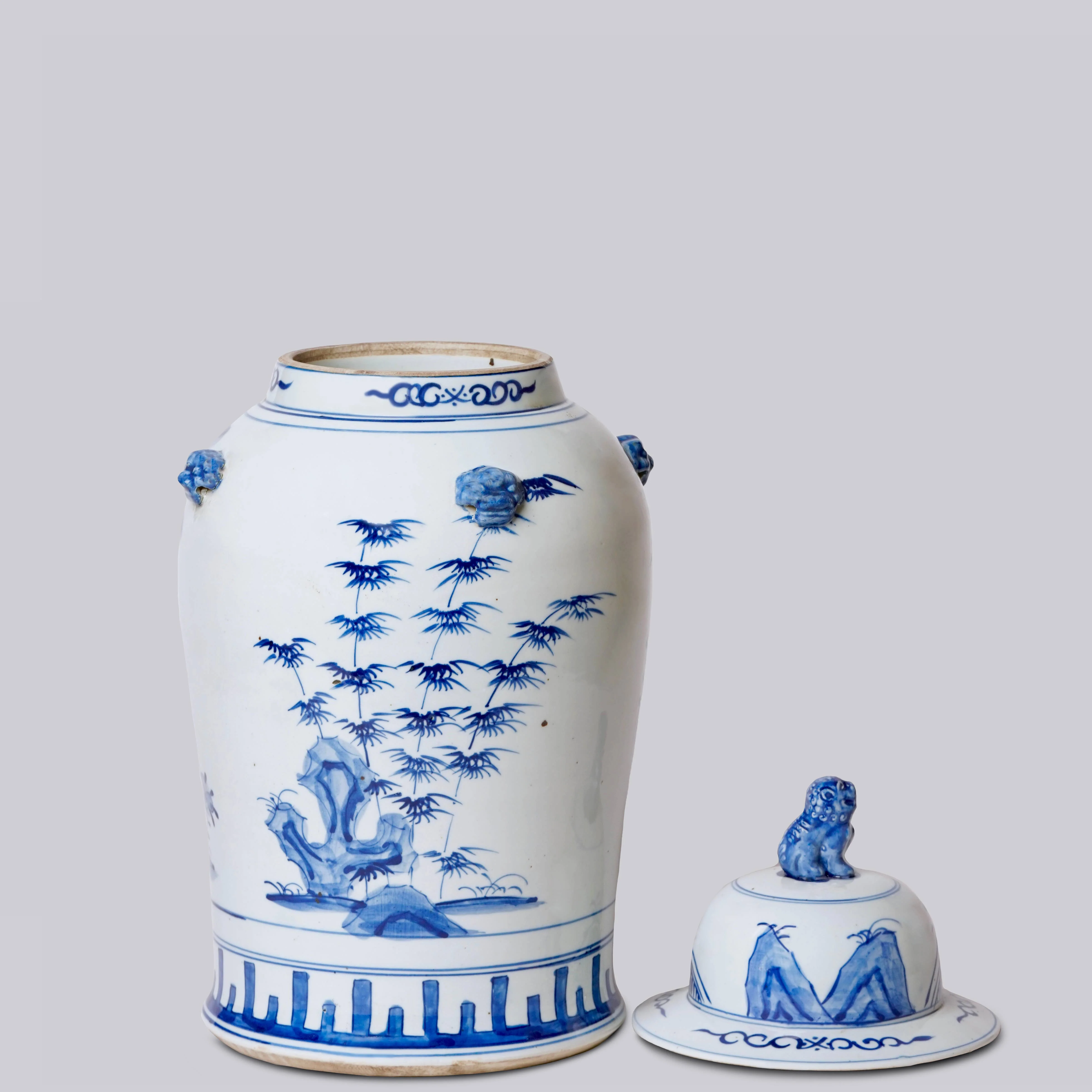 Blue and White Three Friends Porcelain Temple Jar - Image 4