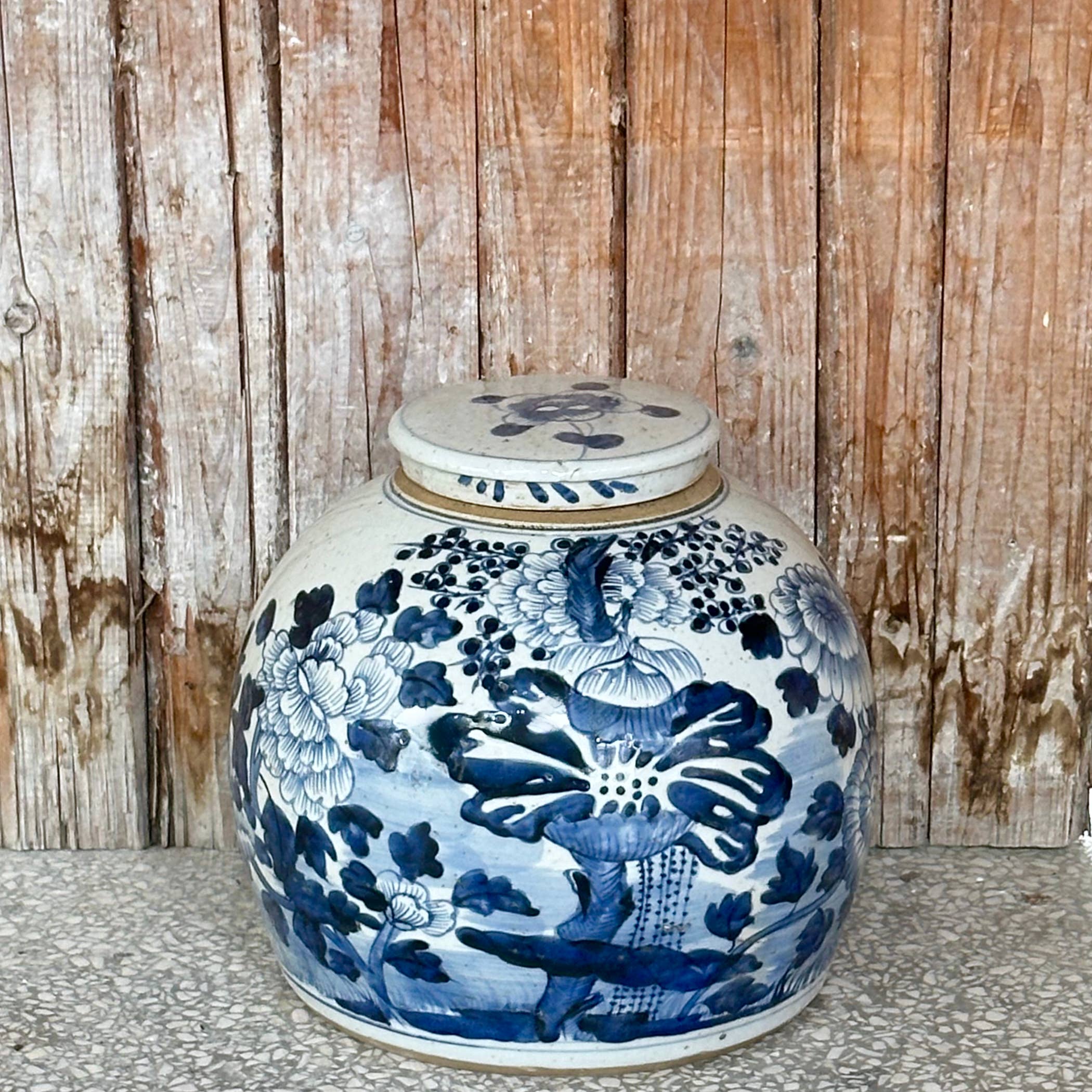 Blue & White Porcelain Four Seasons Large Round Storage Jar