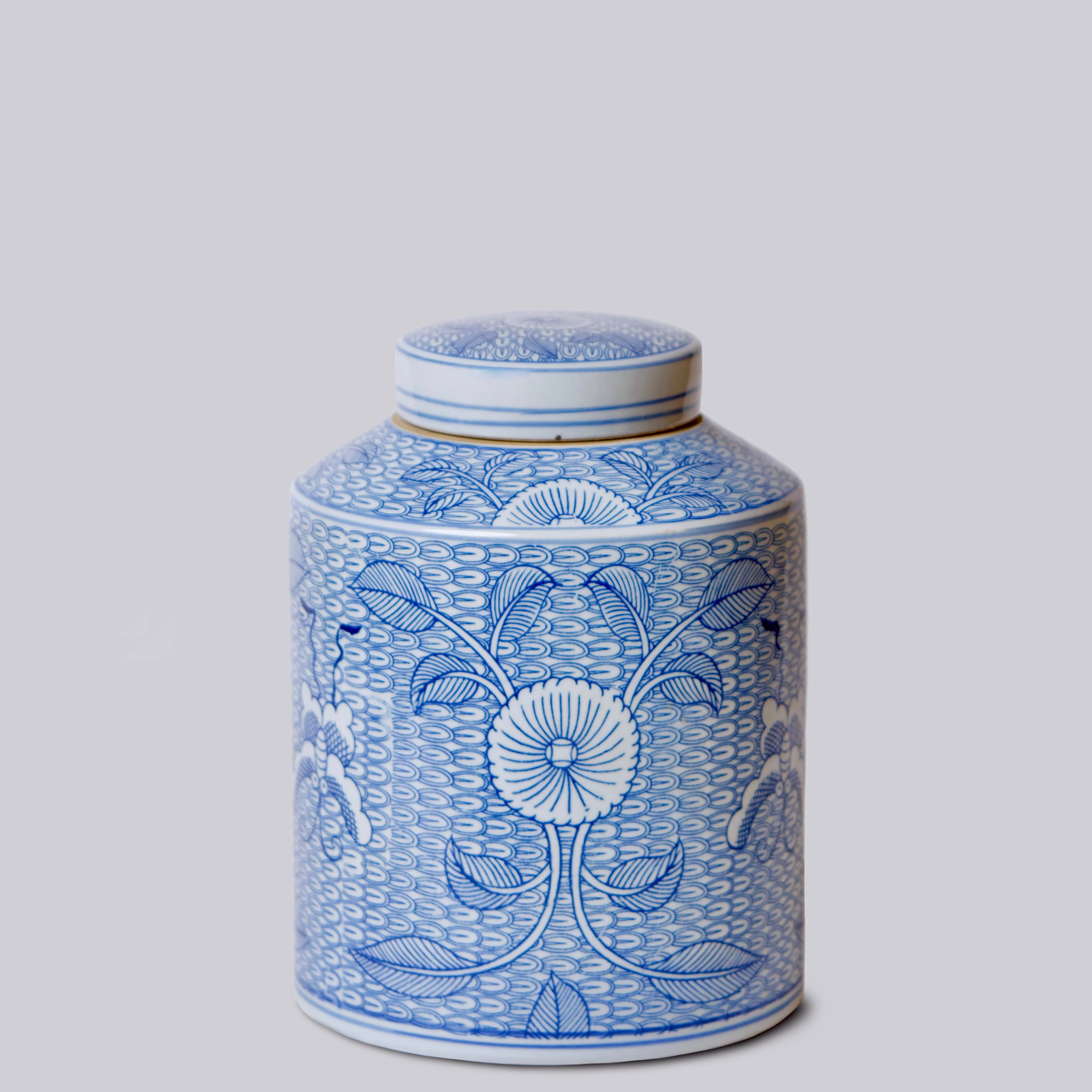 Deco Peony Blue and White Porcelain Canister - Image 3