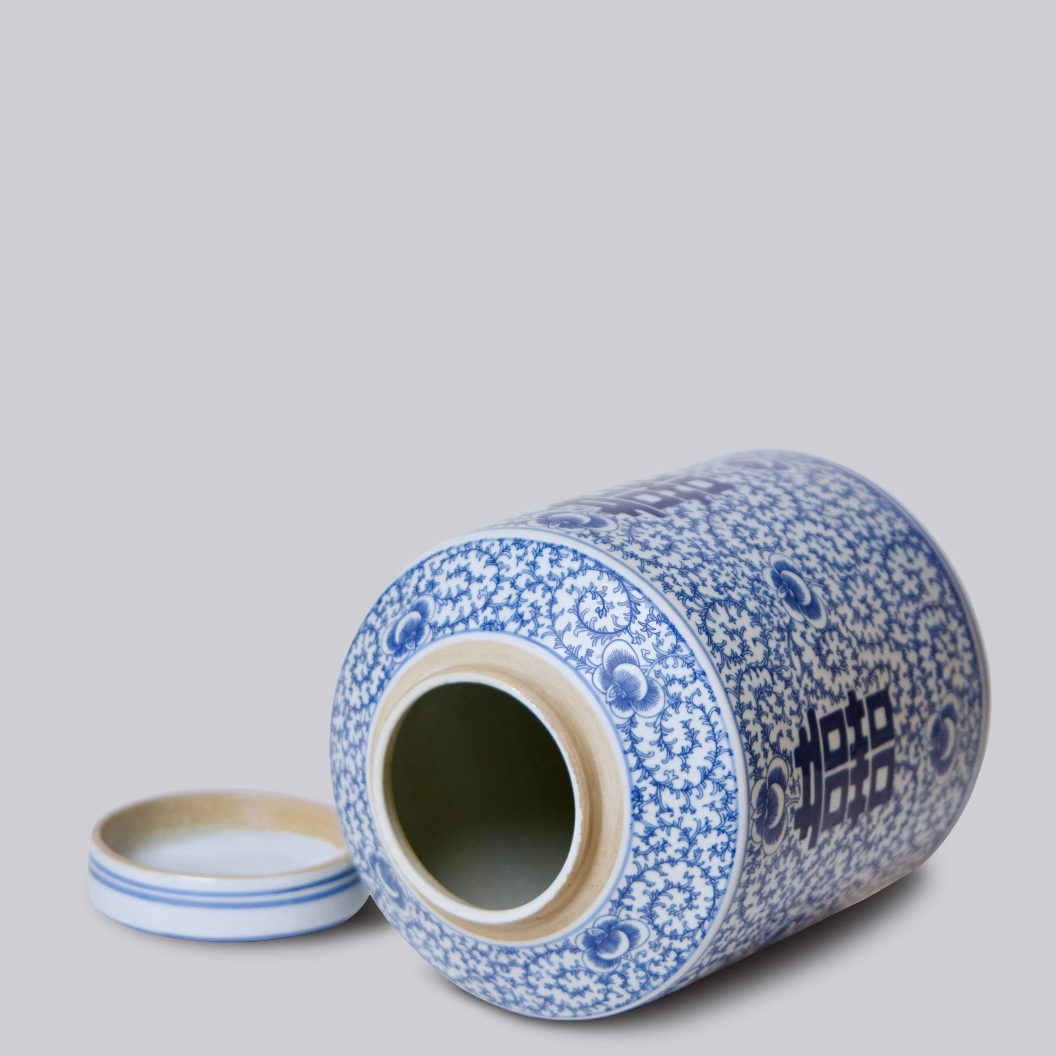 Double Happiness Blue and White Porcelain Canister - Image 2
