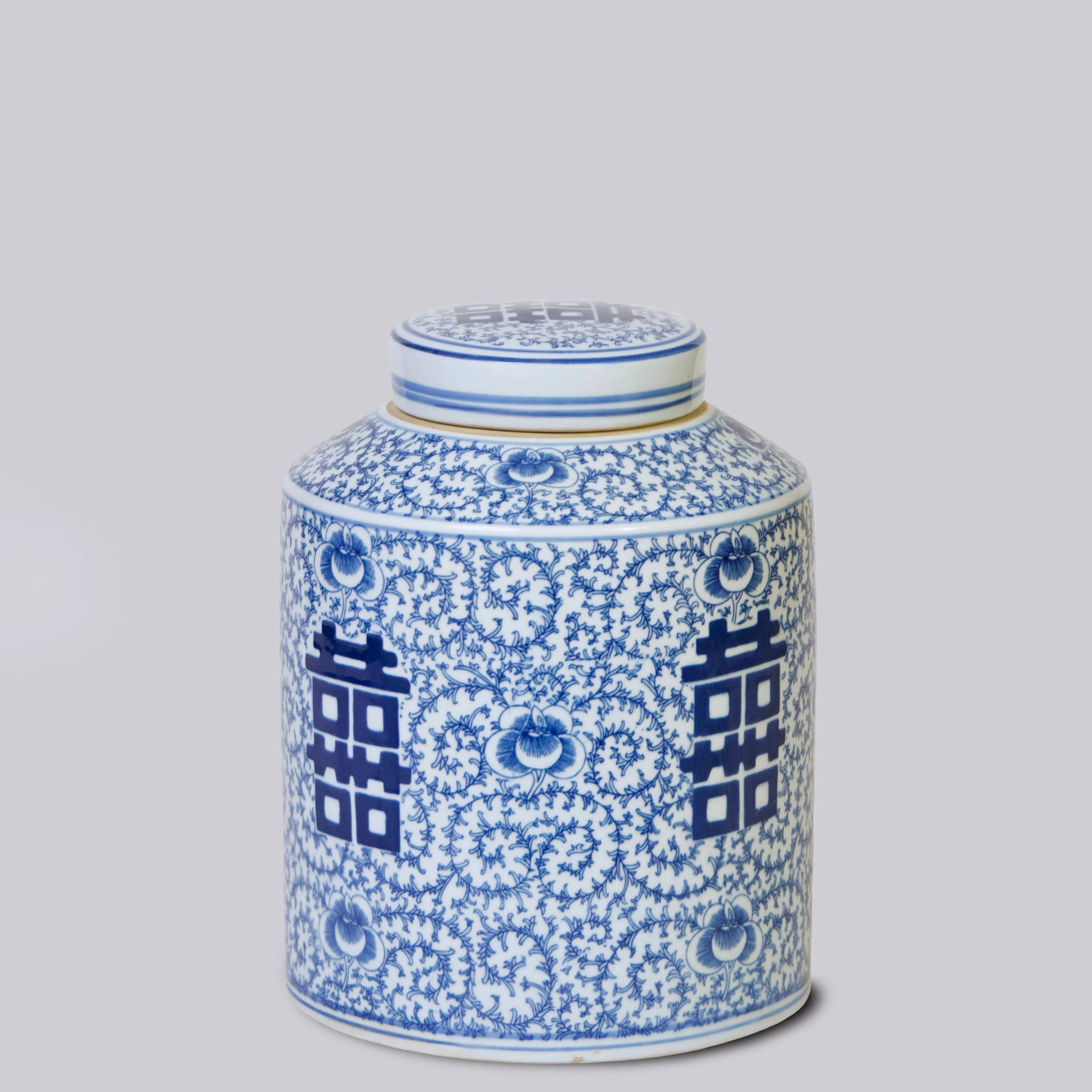 Double Happiness Blue and White Porcelain Canister - Image 3
