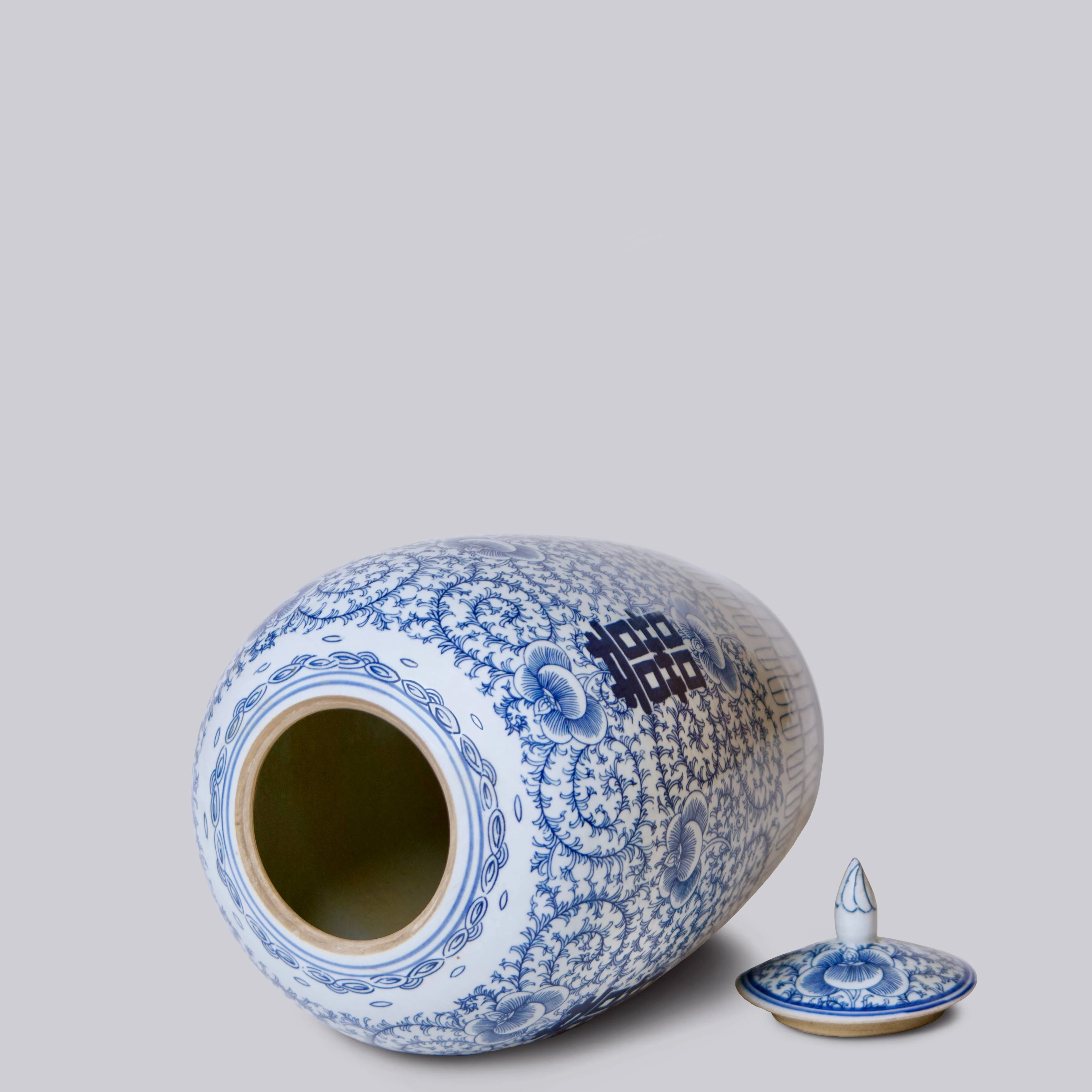 Double Happiness Blue and White Porcelain Jar - Image 2