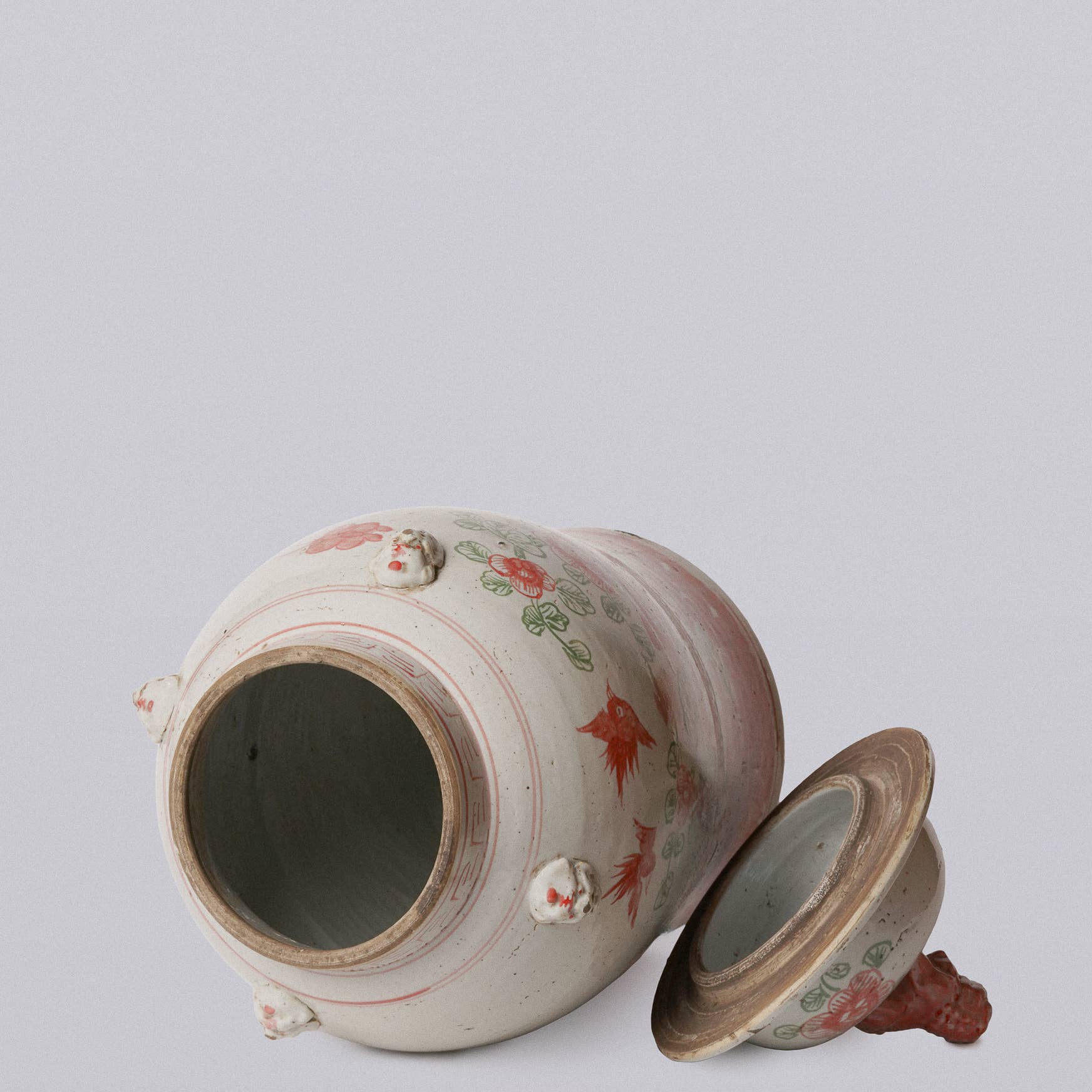 Extra Large Pink & Green Porcelain Bird & Flower Temple Jar - SOLD OUT - Image 2