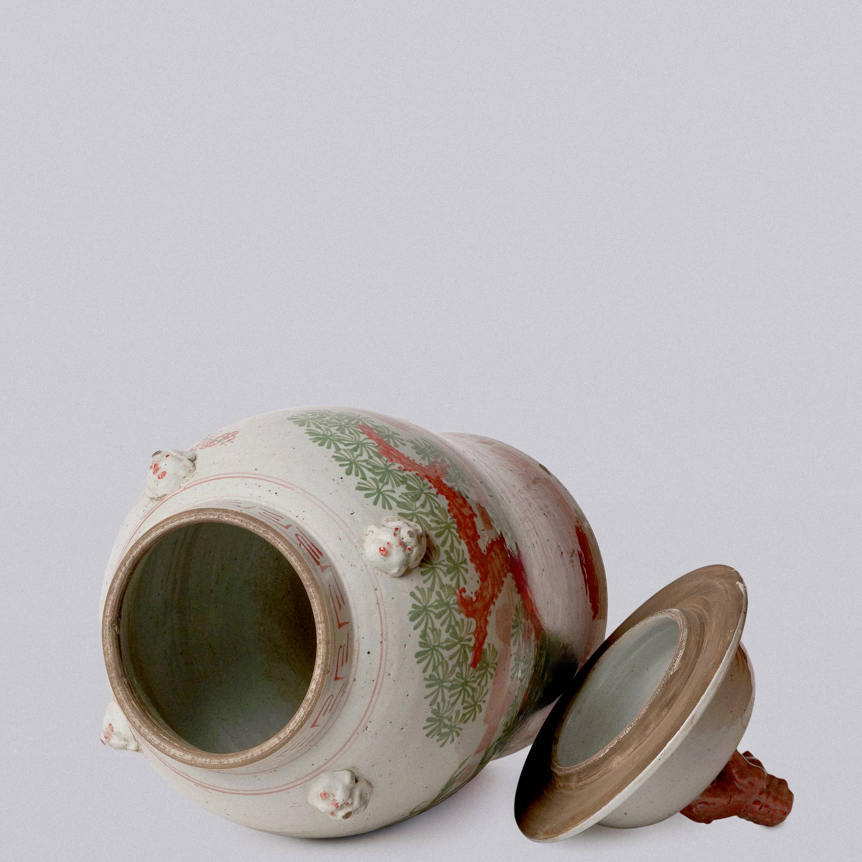 Extra Large Pink & Green Porcelain Three Friends Temple Jar - SOLD OUT - Image 2