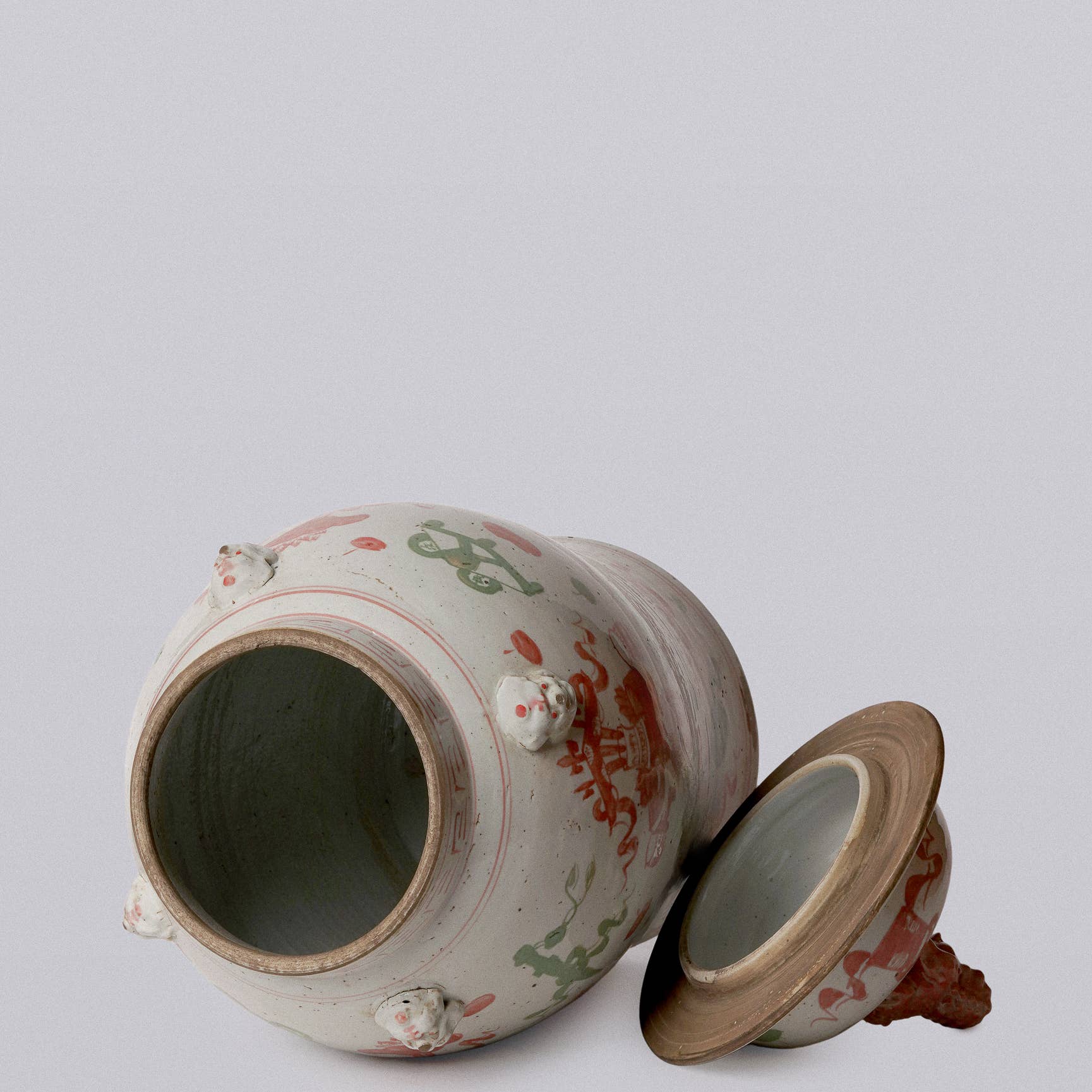 Extra Large Pink & Green Porcelain Treasures Temple Jar - Image 2