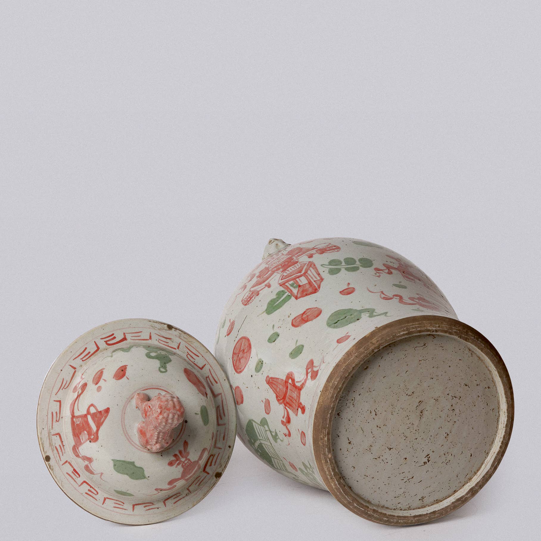 Extra Large Pink & Green Porcelain Treasures Temple Jar - Image 4