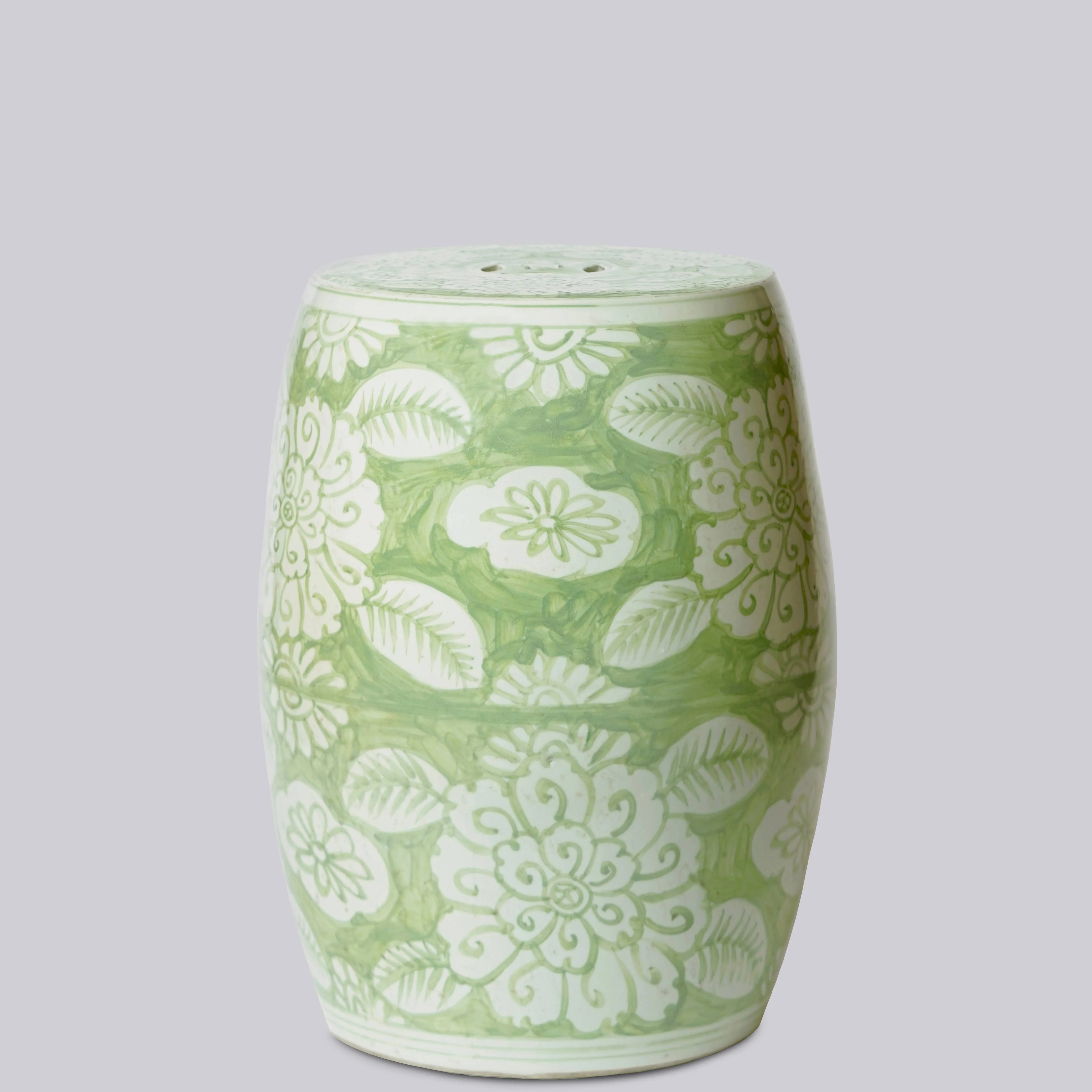 Green and White Porcelain Floral Garden Seat - Image 3