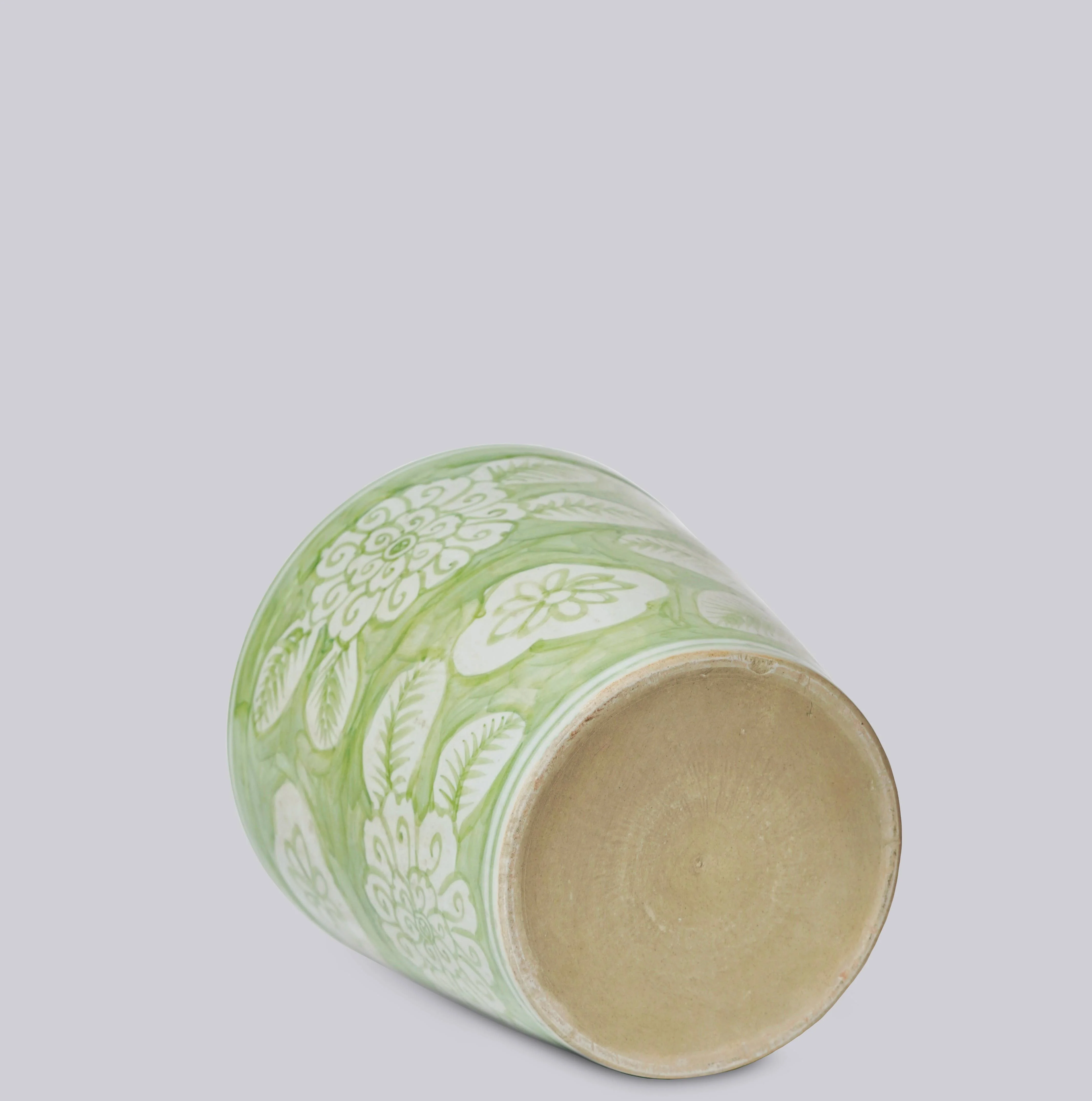 Green and White Porcelain Floral Planter - Image 4