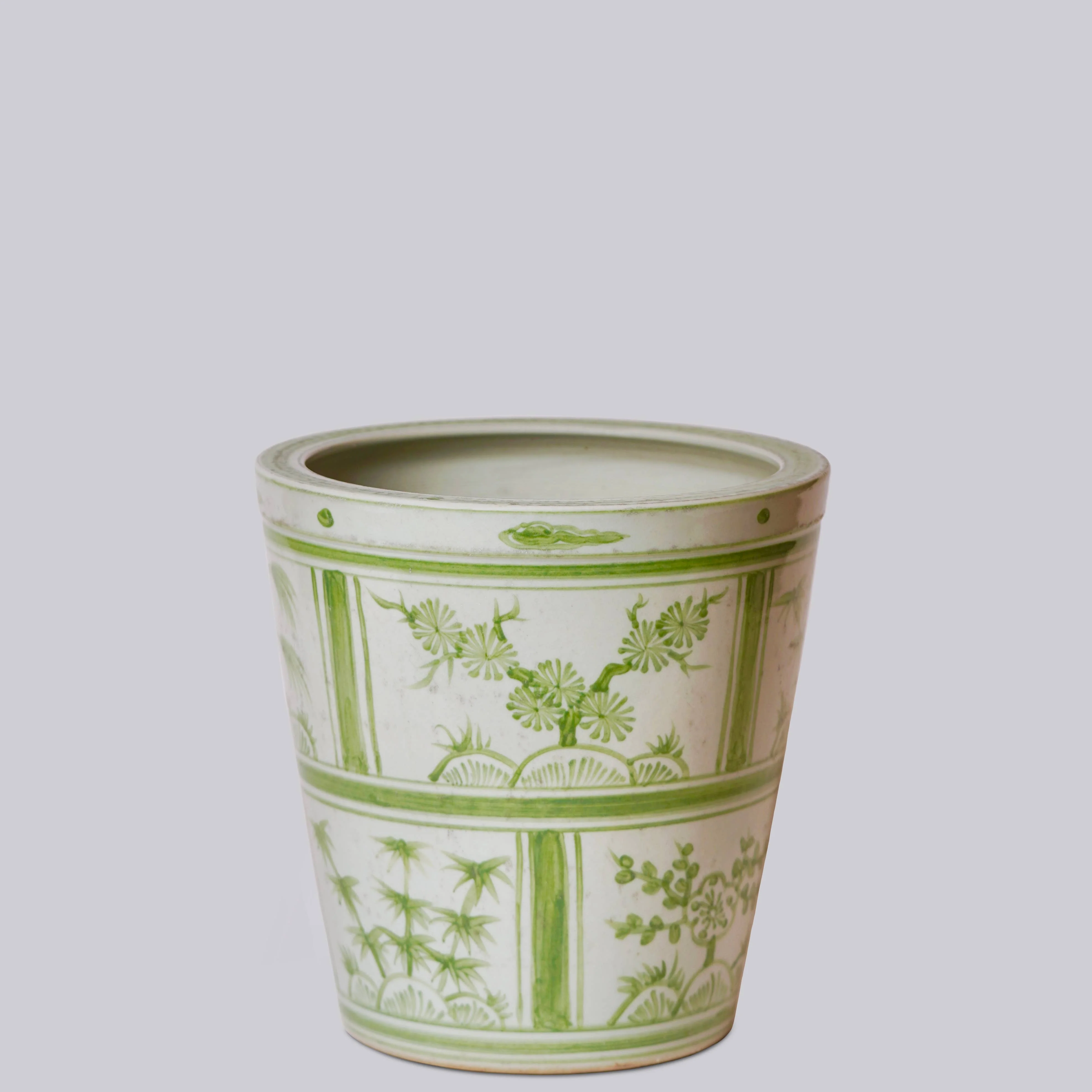 Green and White Porcelain Three Friends Tiles Planter - Image 2