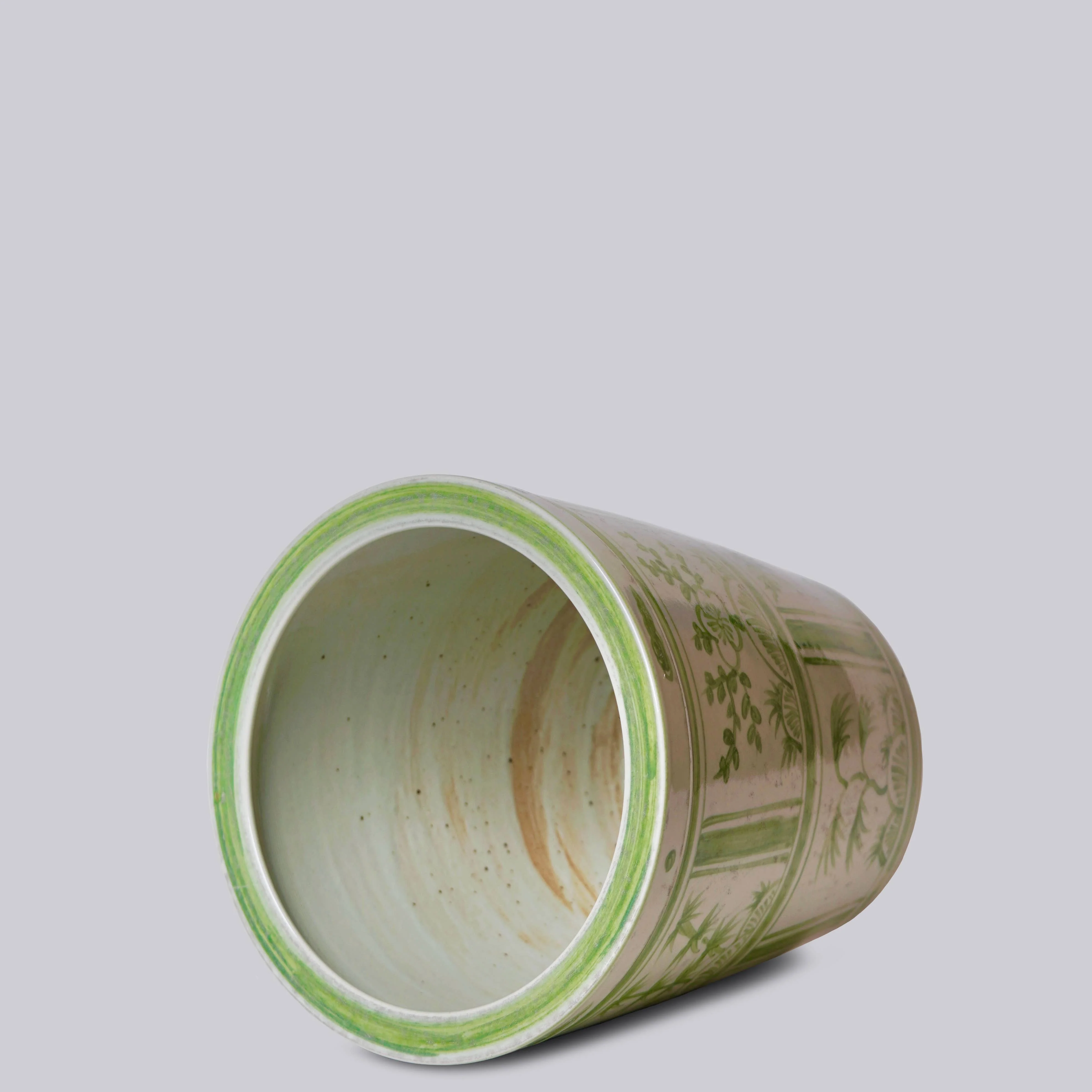 Green and White Porcelain Three Friends Tiles Planter - Image 6