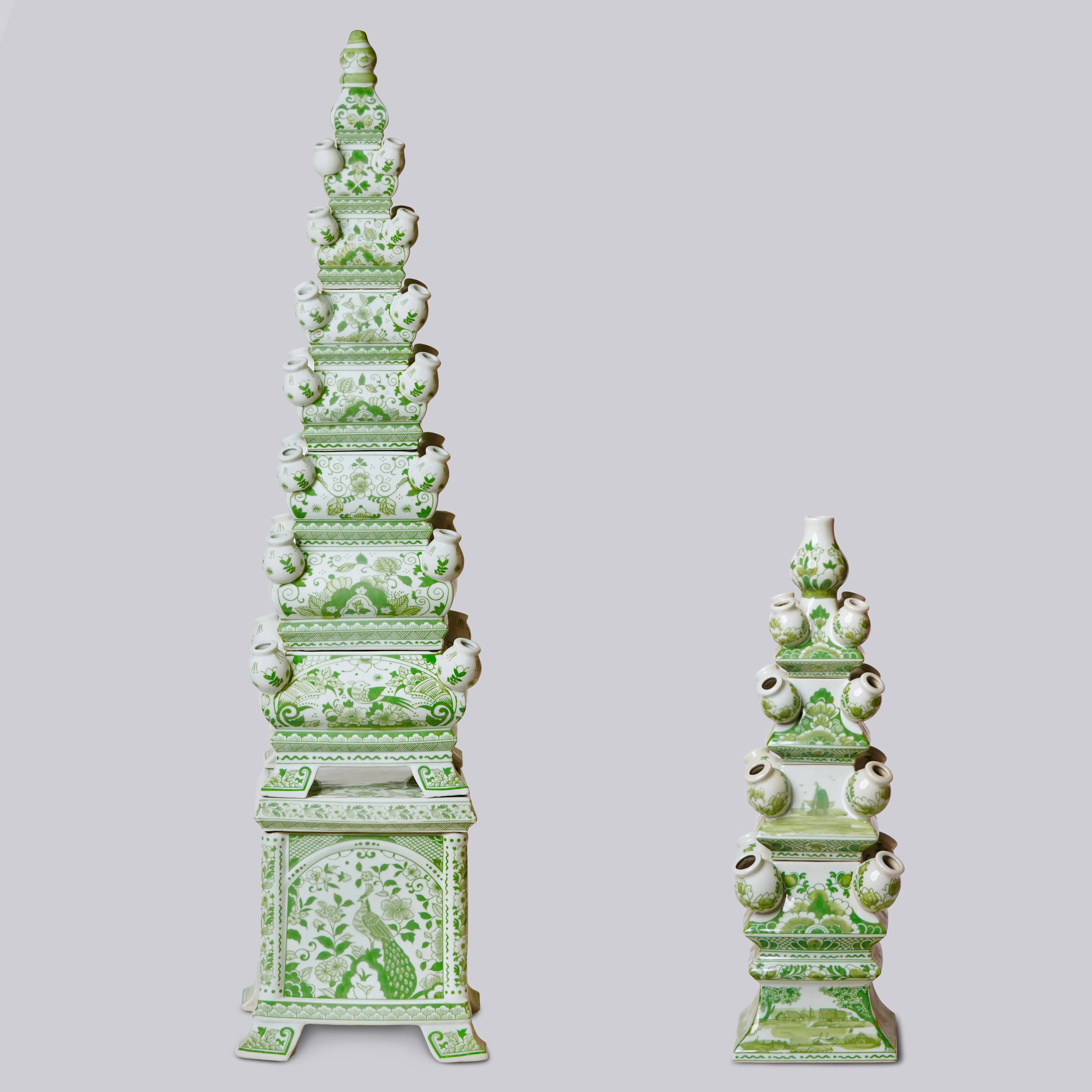Green and White Tall Porcelain Tulipiere - Image 6