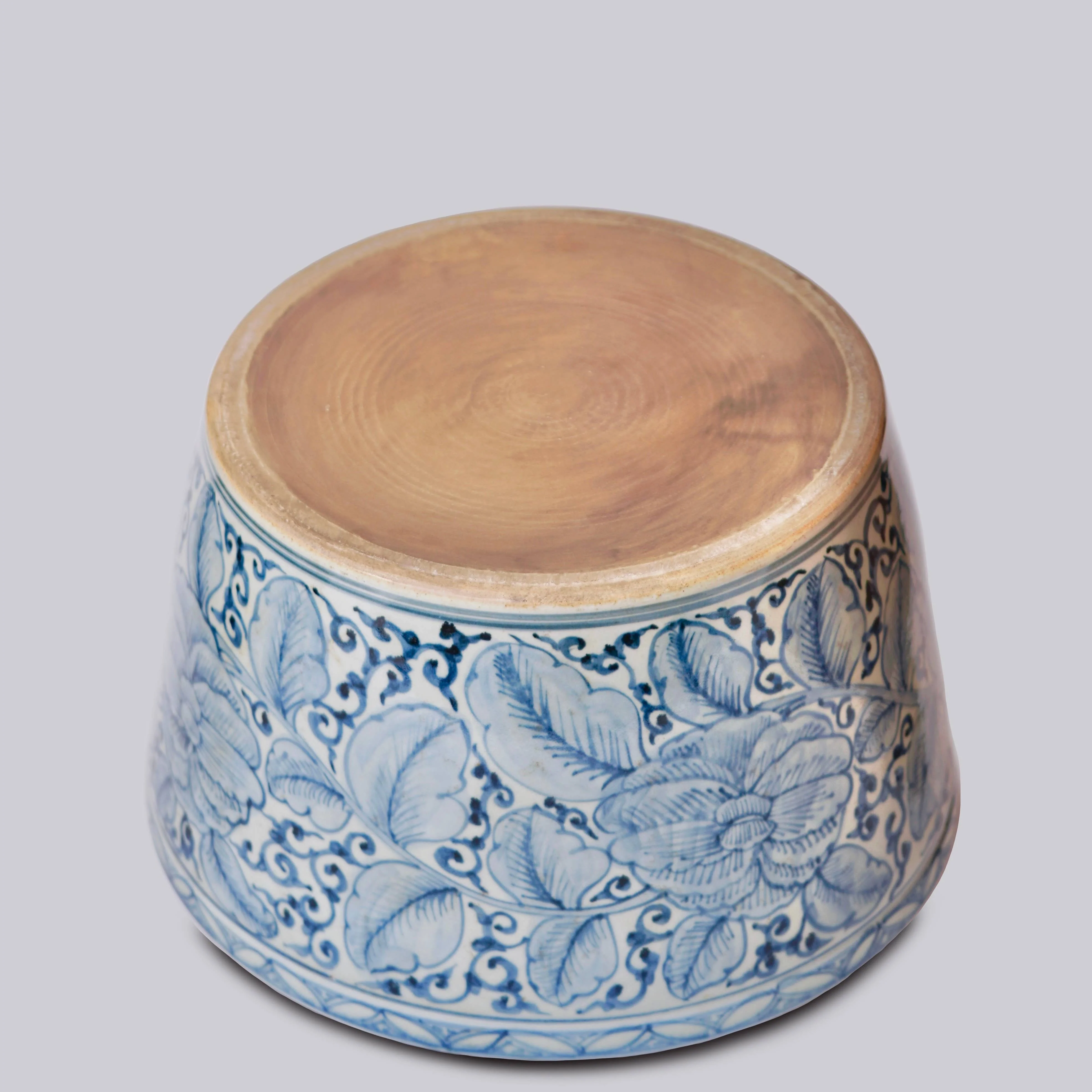 Large Rustic Rose Blue and White Porcelain Planter - Image 6