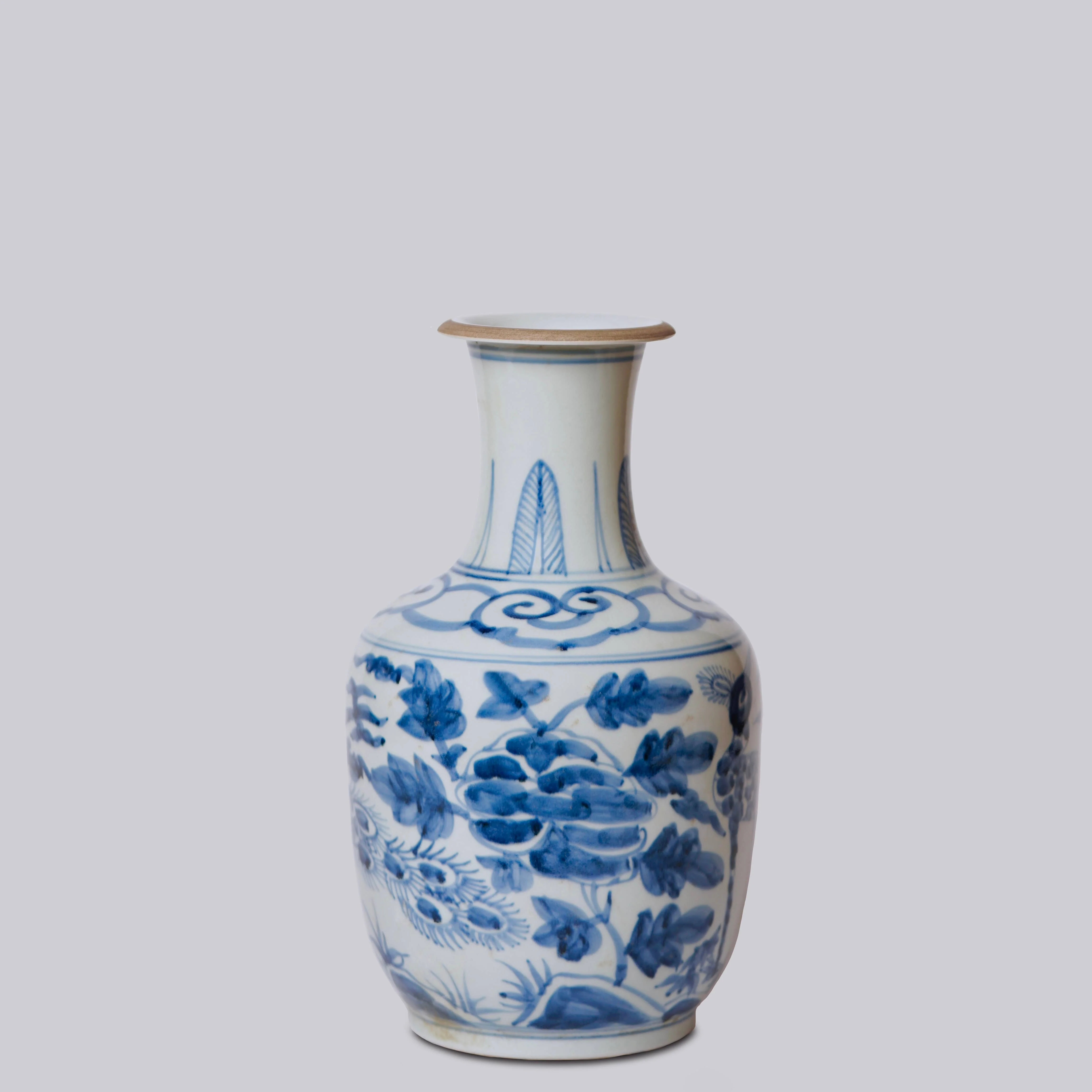 Peacock Blue and White Porcelain Mallet Vase - Image 3