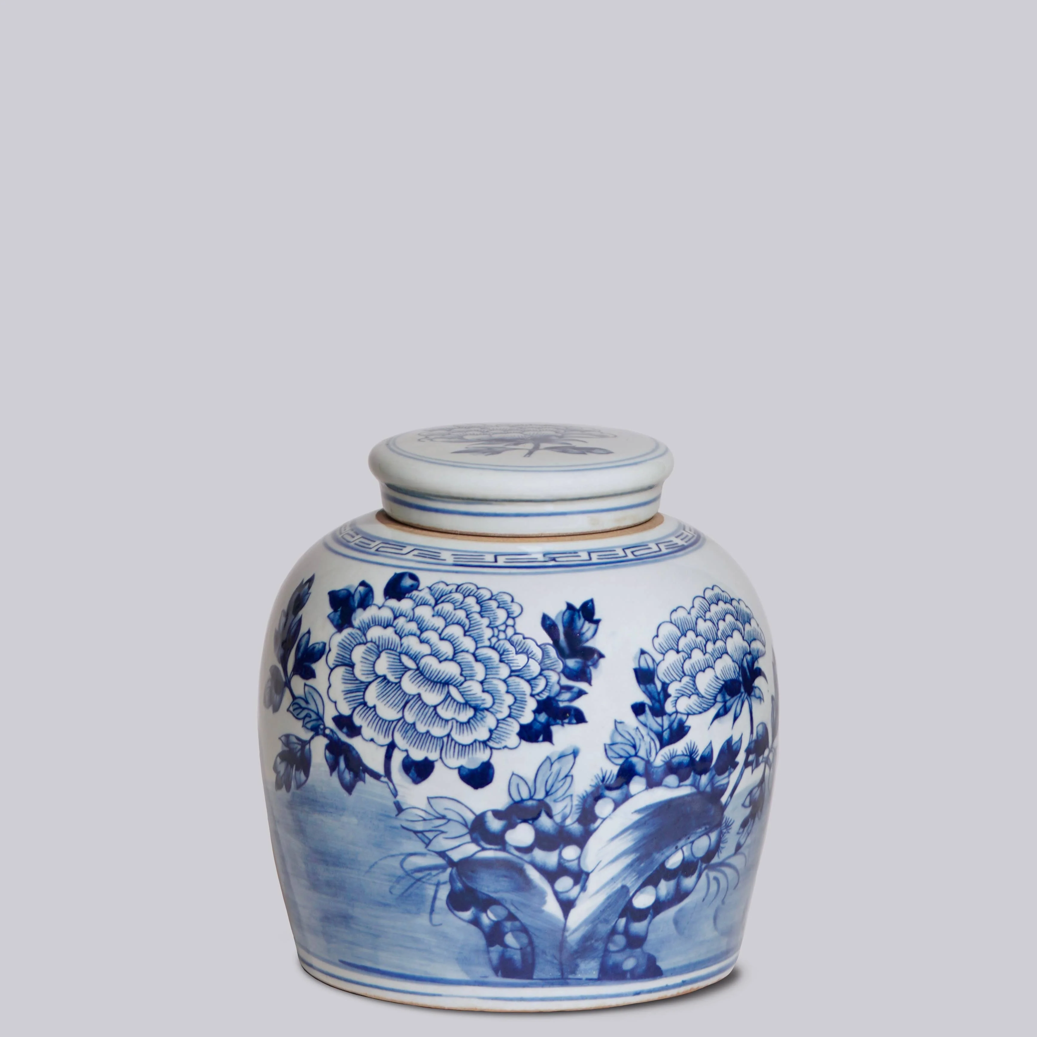 Peony Blue and White Porcelain Jar