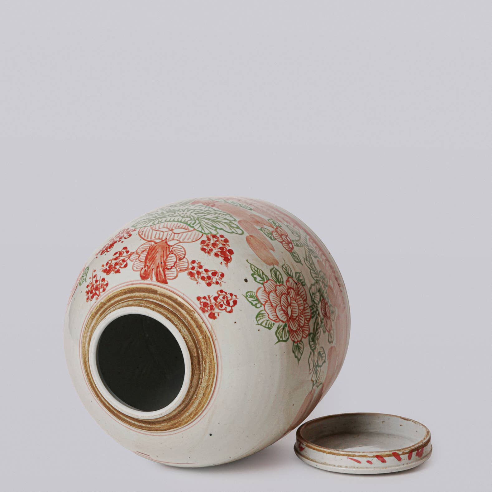 Pink and Green Rustic Porcelain Four Seasons Med. Lidded Jar - Image 2