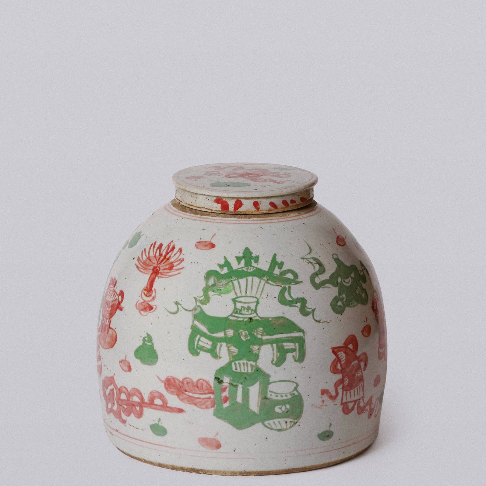 Pink & Green Rustic Porcelain Ancient Treasures Large Jar