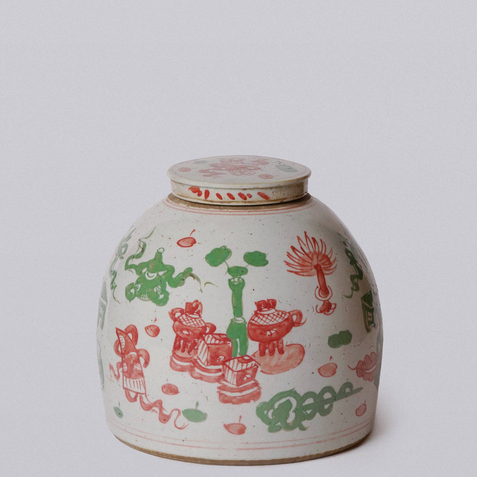 Pink & Green Rustic Porcelain Ancient Treasures Large Jar - Image 3