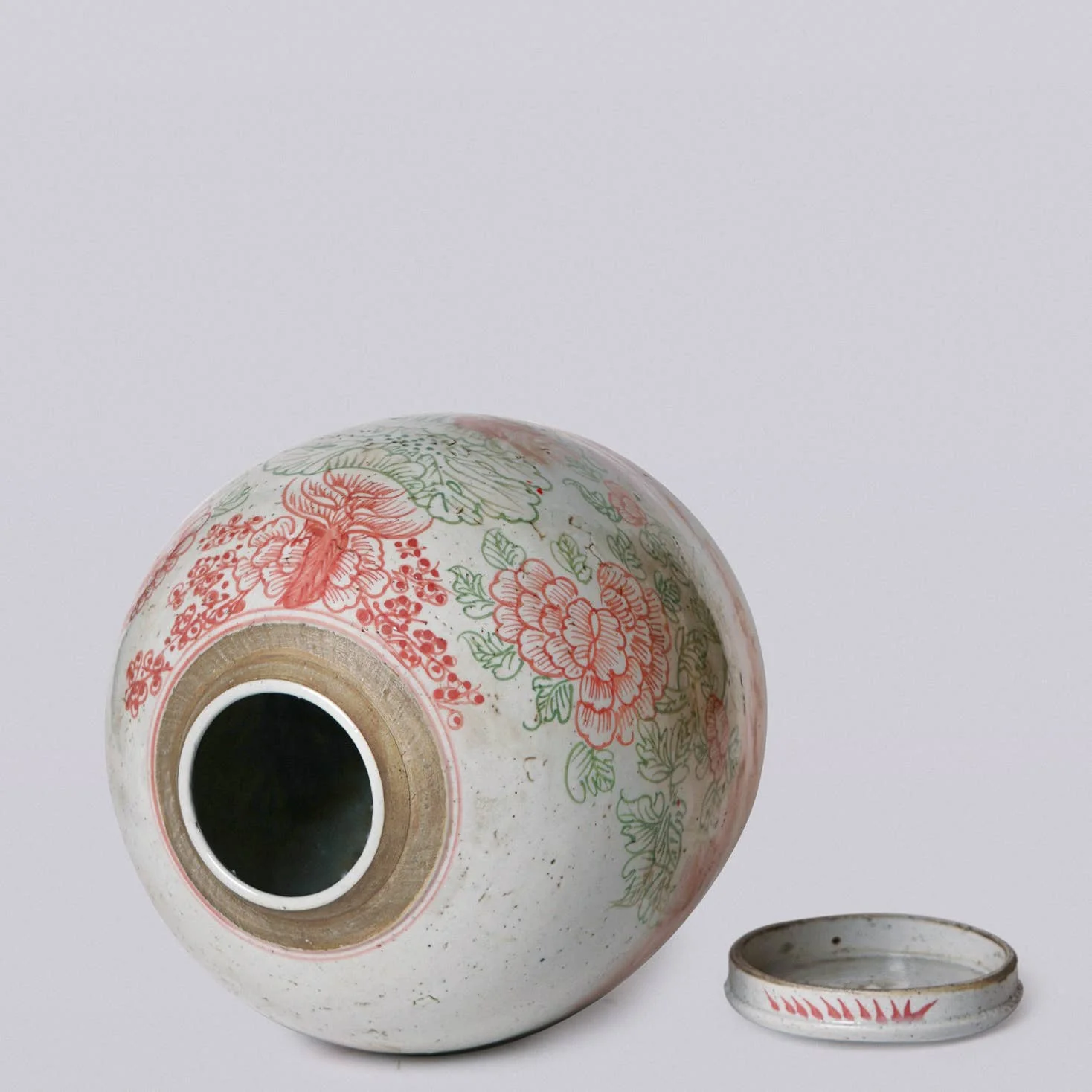 Pink & Green Rustic Porcelain Four Seasons Large Lidded Jar - Image 2