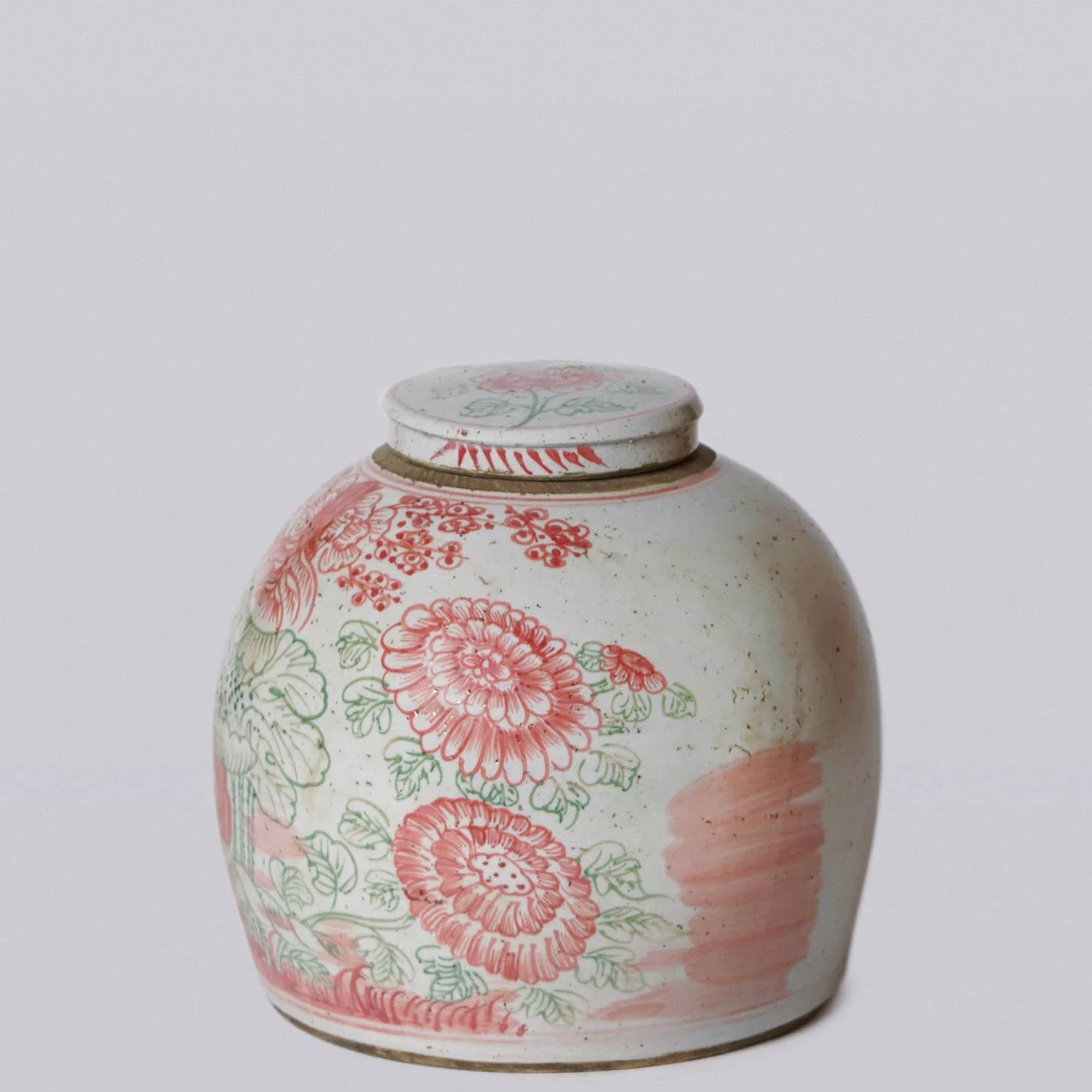 Pink & Green Rustic Porcelain Four Seasons Large Lidded Jar - Image 3