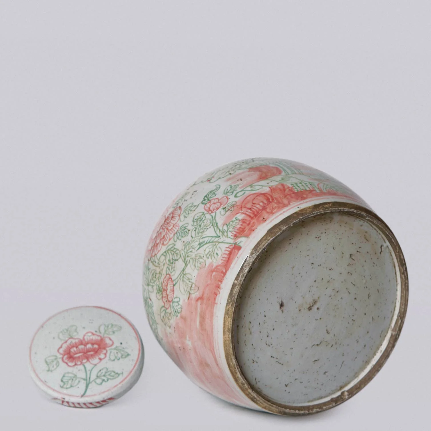 Pink & Green Rustic Porcelain Four Seasons Large Lidded Jar - Image 4